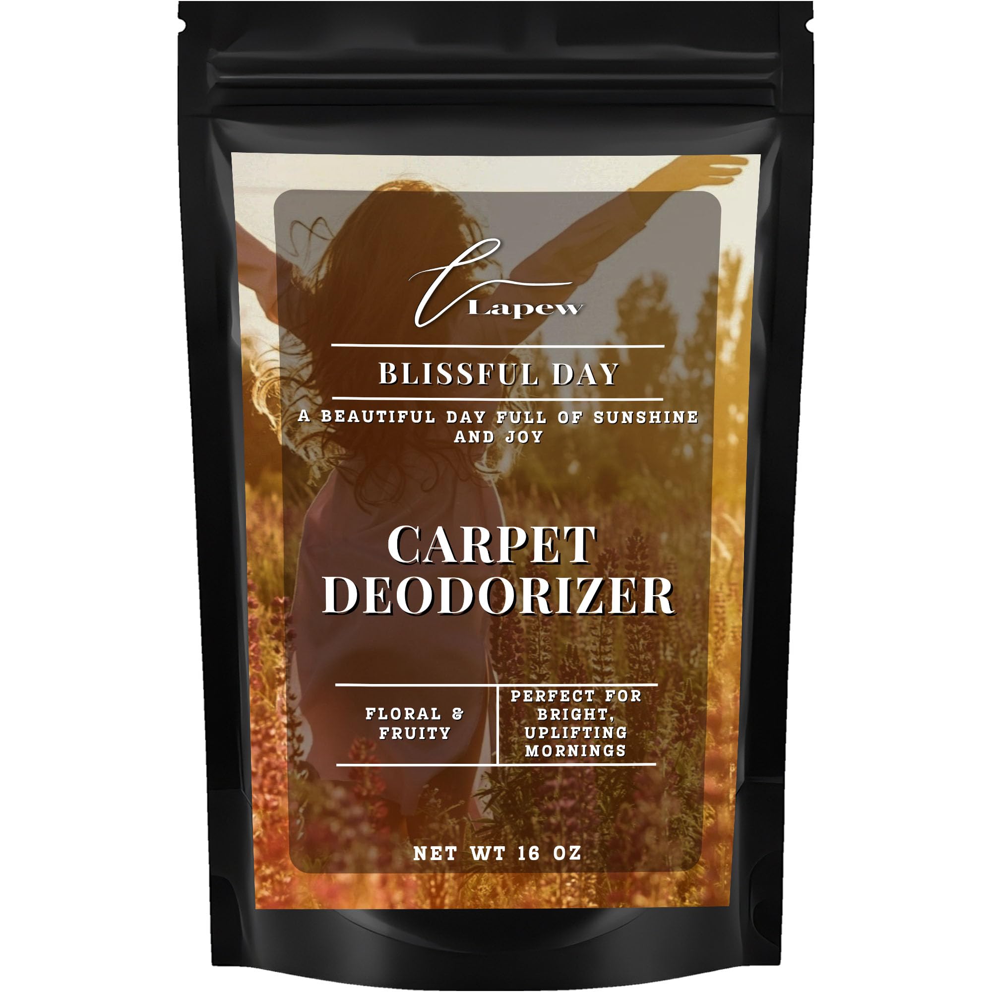 Lapew Blissful Day Carpet Deodorizer Powder - Pet Safe Freshener for Vacuuming | Scented Odor Eliminator for Home | 16 oz