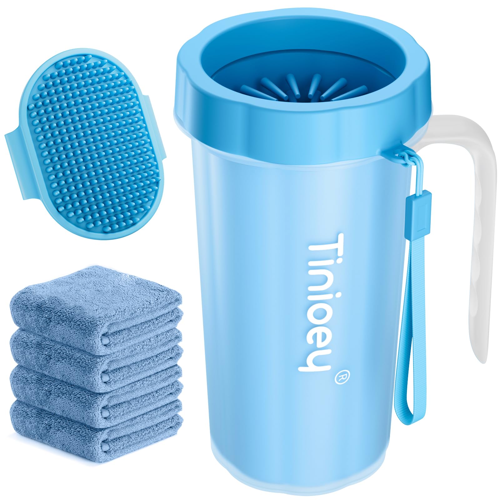 Dog Paw Cleaner for Large Dogs with Handle | Large Breed to Clean Muddy Paws | Dog Foot Cleaner Paw Washer for Dogs & Pets | Pet Feet Washer (Blue)