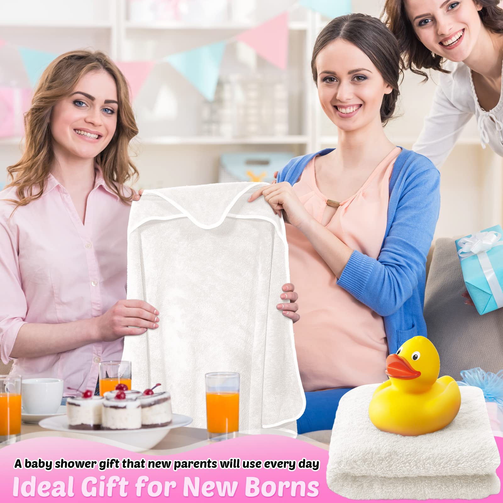 Reginary Paquete de 4 toallas con capucha para bebé, toallas de baño de forro polar coral, 76 x 76 cm, manta de baño suave y absorbente con capucha para recién nacidos, niños y niñas, suministros de