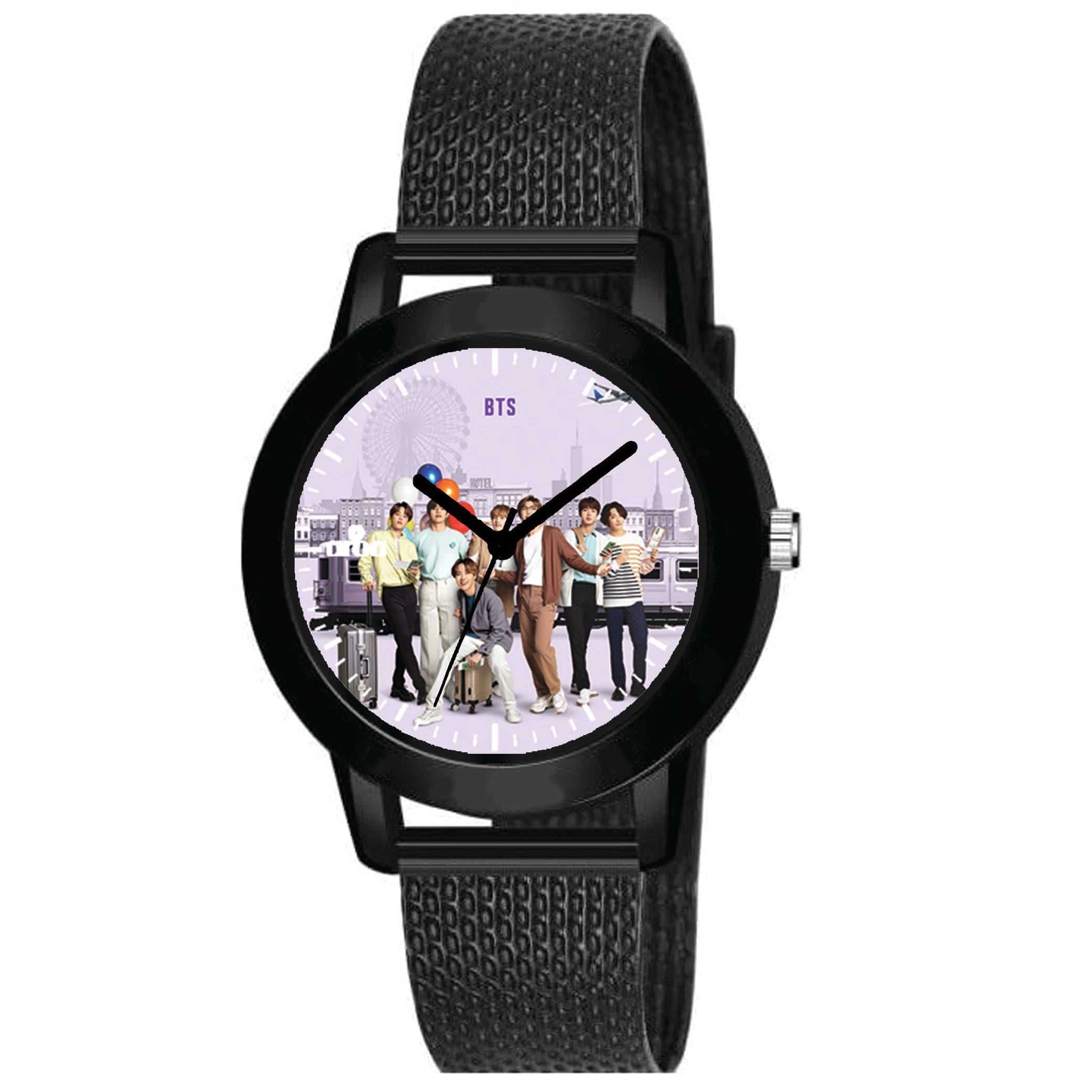 AROA Watch for Womens with BTS Worldwide Model :759 in Black Metal Type Rubber Analog Watch Lavender Dial for Women Stylish Watch for Girls (B0C7P1JQ9S) Amazon Price History, Amazon Price Tracker