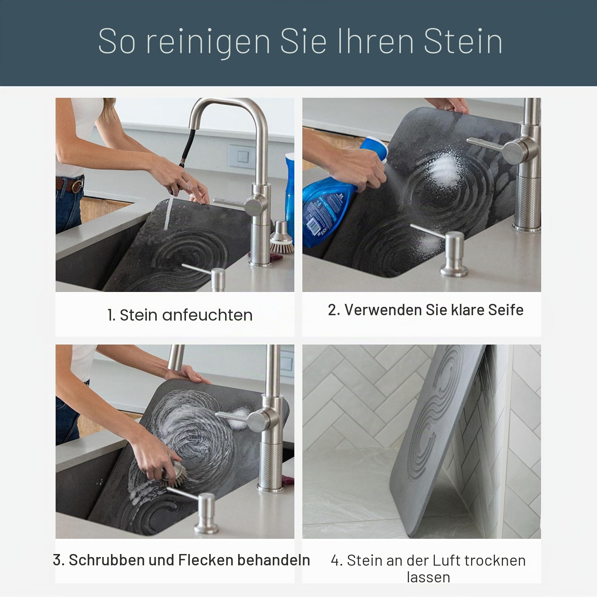 Dorai Home Stone Badematte für Badezimmer | Große, schnell trocknende Stein-Badematte | rutschfeste Oberfläche | anpassbares Design | 56,6 cm L x 80,3 cm B x 1,5 cm H | Schiefer