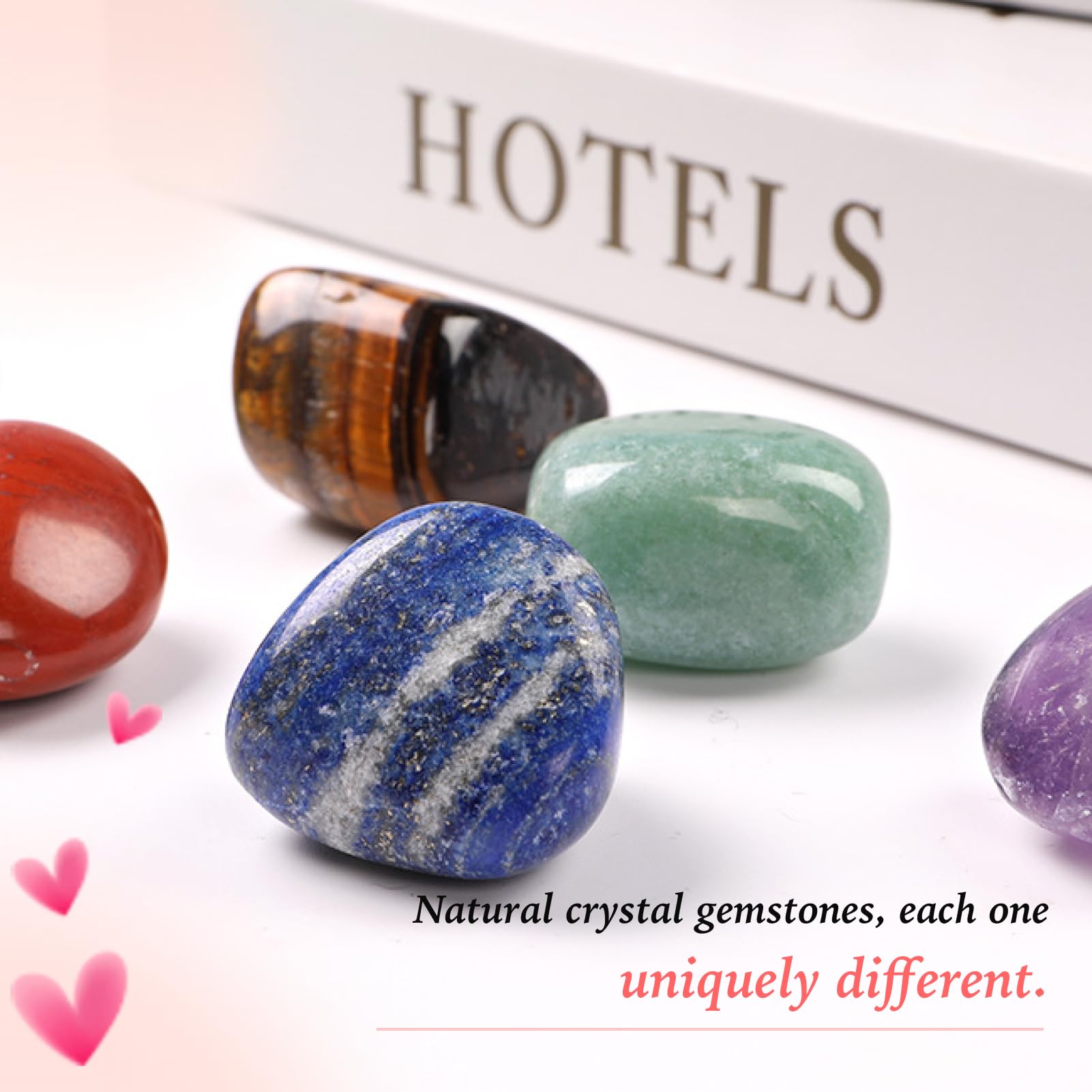 Piedras curativas naturales para chakras，7chakras cristales curativos de energía y reiki para meditación, concentración, crecimiento espiritual