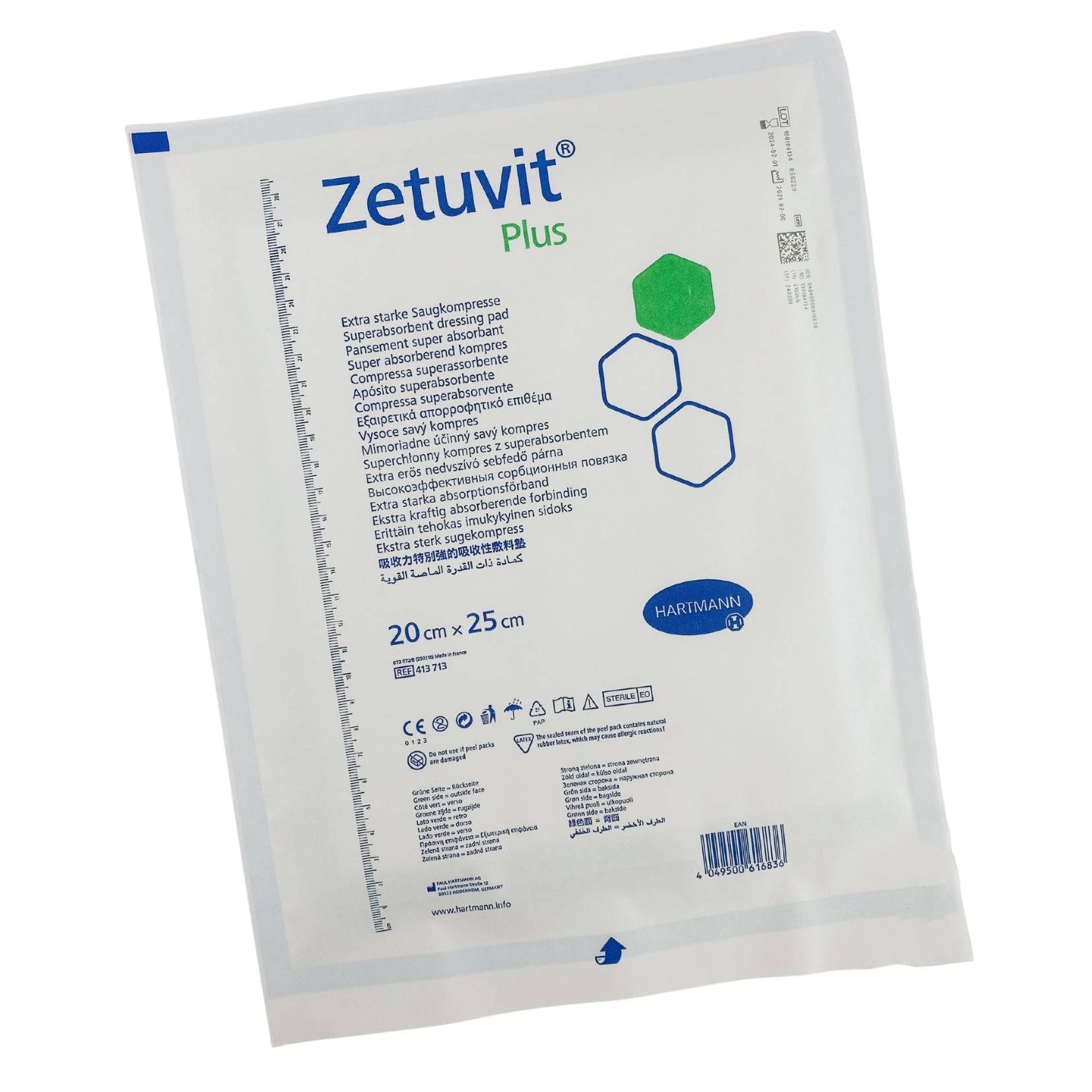 Zetuvit Plus Superabsorber Dressing, 20cm x 25cm (Pack of 10) (356-7393)