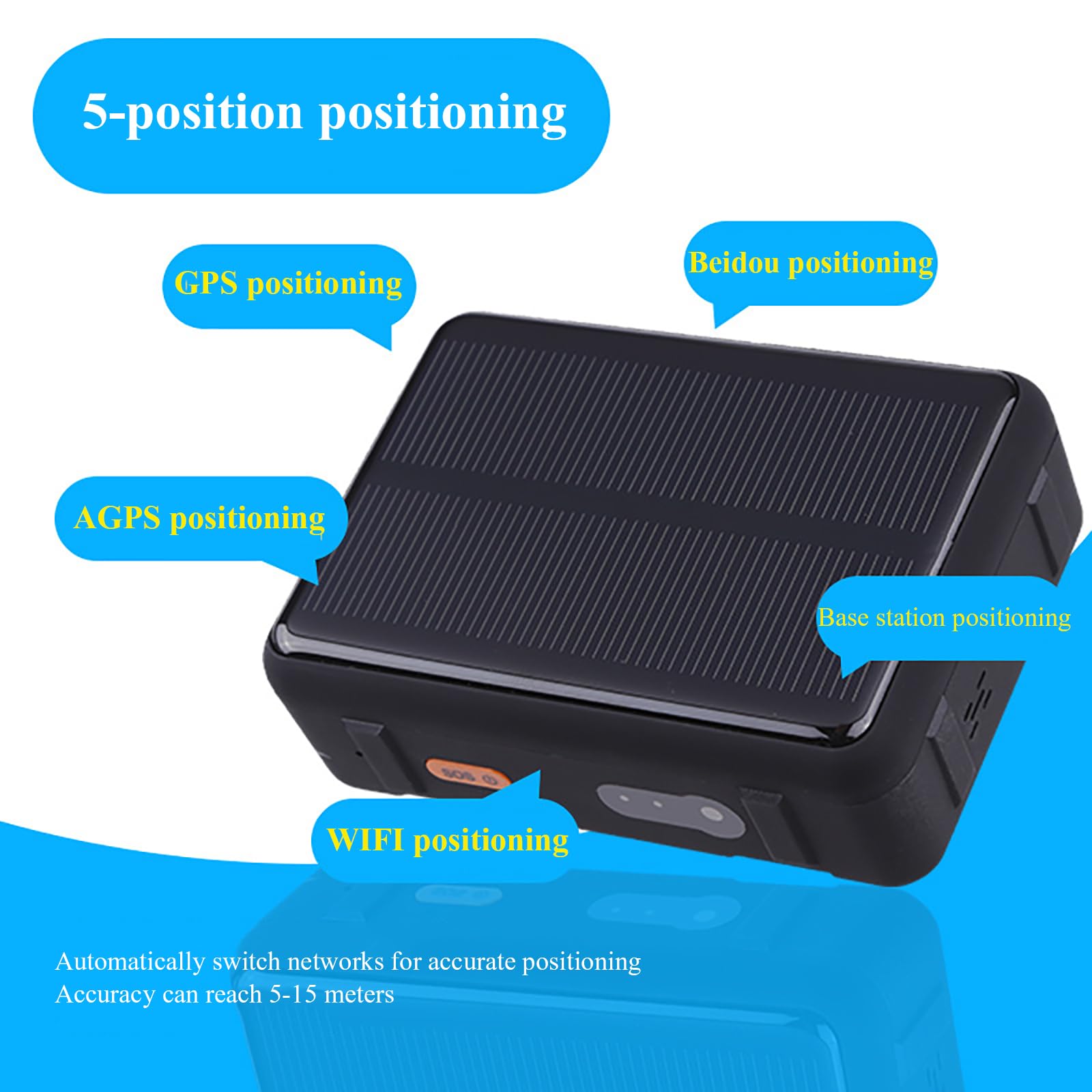 Rastreador De Animales, Dispositivo Antipérdida GPS con Energía Solar para Bovinos, Ovinos Y Equinos, Capacidad De 9000 MAh, 5 Funciones De Reposicionamiento Y 5 De Alarma, Monitoreo por Voz