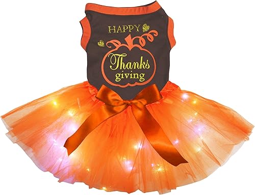 Miniatura 5 de Petitebella Happy Thanksgiving - Vestido de calabaza para perro (marrónpavos, L)