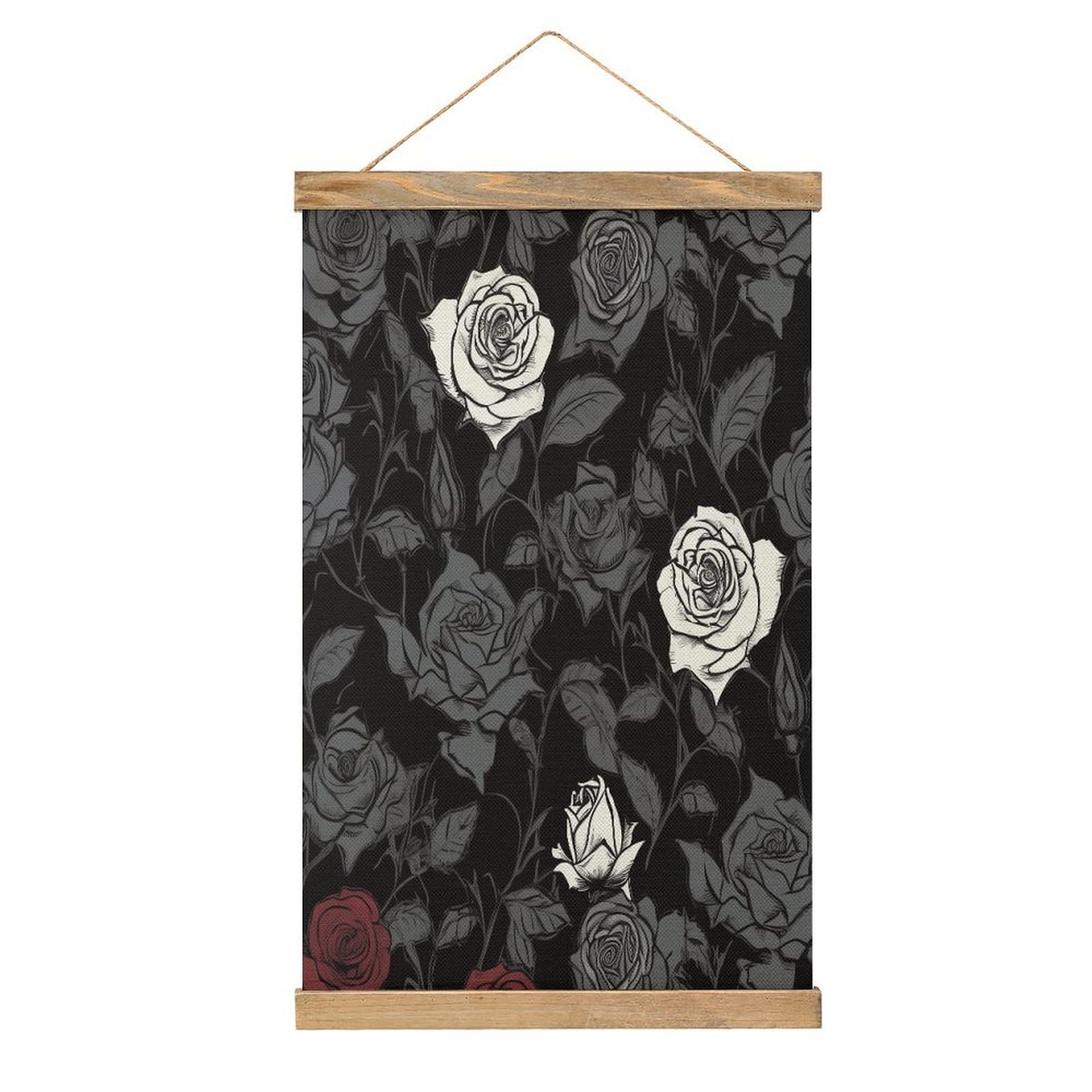 VstaDank Rose Gothic Hanging Poster with Wooden Frame Modern Linen Hanging Painting Retro Style Wall Decor Art Painting for Living Room,Bedroom Decor Poster Frame 20.4x13.1inch