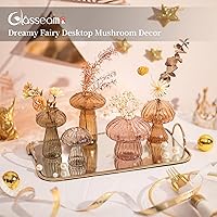 Vista 3 de Glasseam Macetero de vidrio de hongos para plantas: juego de 5 estaciones de propagación de plantas hechas a mano, pequeños tarros hidropónicos