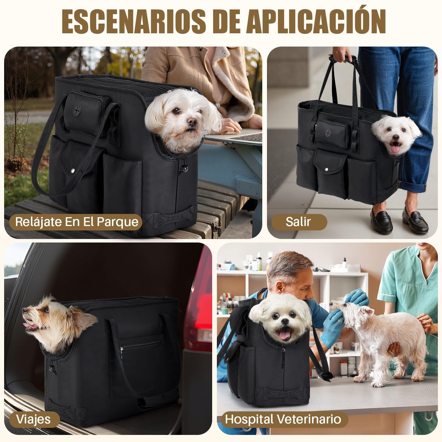 SlowTon Transportin para Perros - Bolsa Transporte Transpirable para Mascotas Portátil para Mascotas con Correa Seguridad, Ideal para Perros y Gatos de hasta 5.5 kg para Paseos Viajes 40CM*19CM*33CM