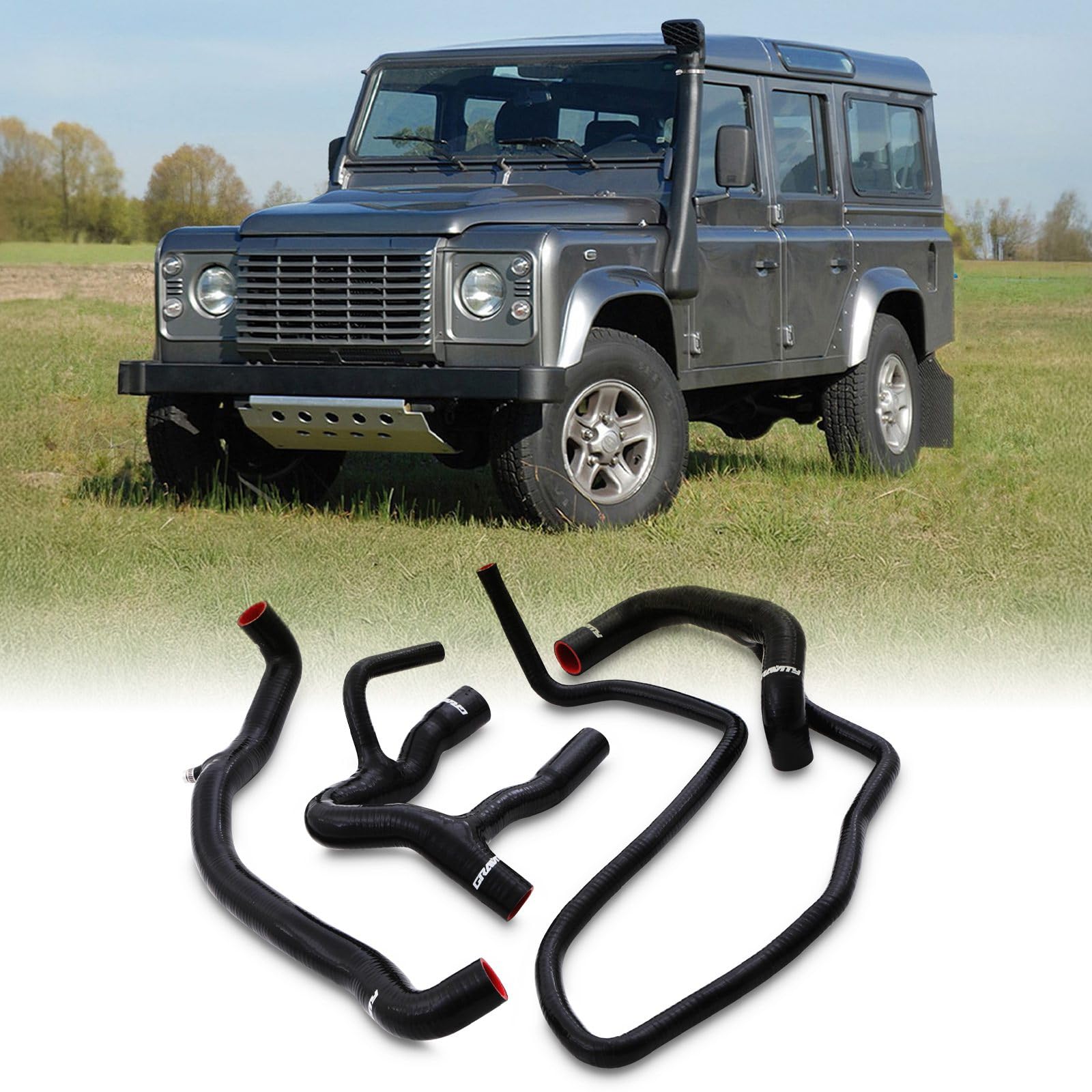 Gravity Lot de 3 tuyaux de radiateur d'eau en silicone pour Land Rover Defender 2.5TD TD5