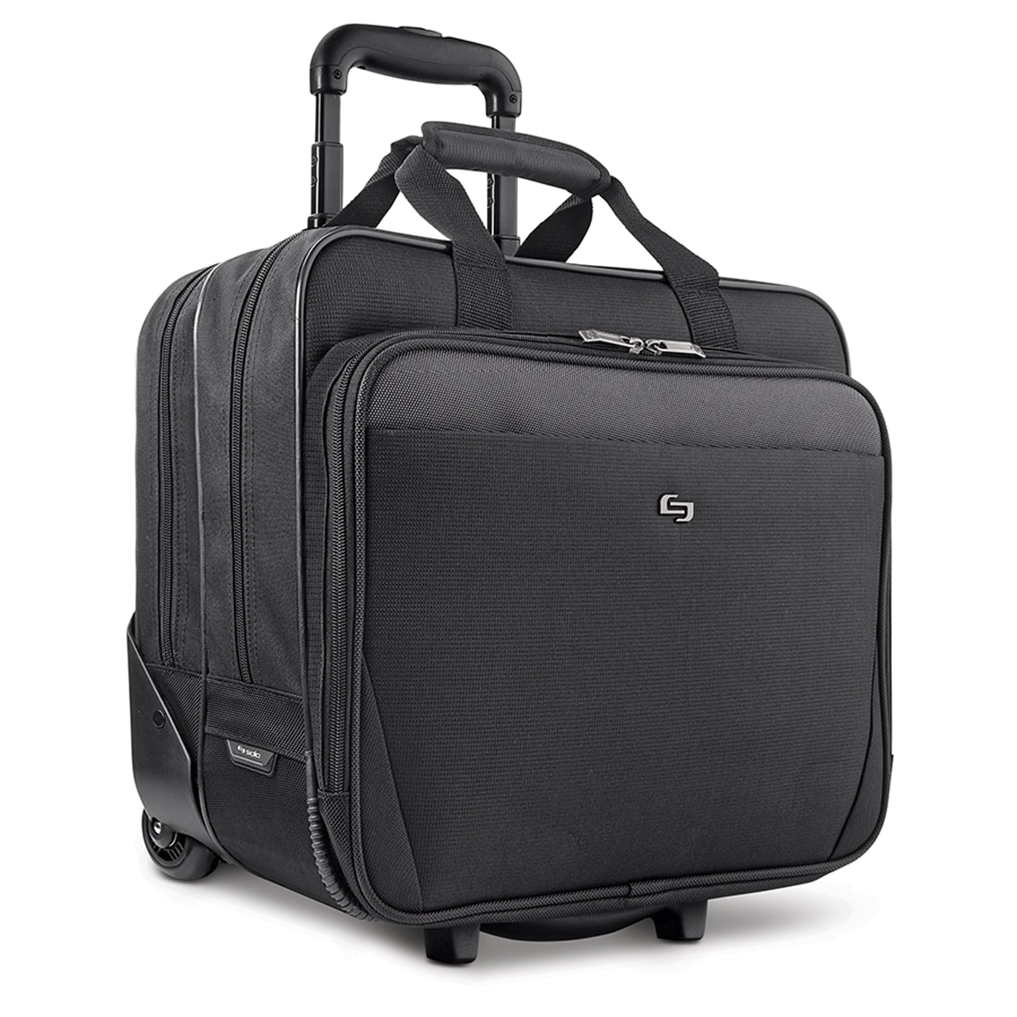 Rolling Catalog Case with Wheels - Roller Laptop Bag, Wheeled Briefcase for Women & Men, Carry On Size for Travel, Fits 17.3" Computer - Empire, Black