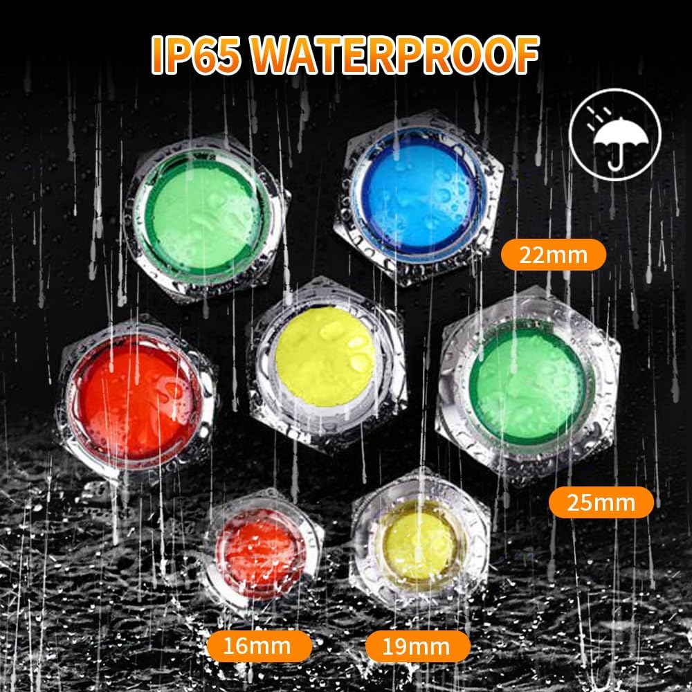 Metal Indicator Lights, Waterproof Signal Lamp Led Indicator Light 25mm Ac/Dc 5-24v (RED)