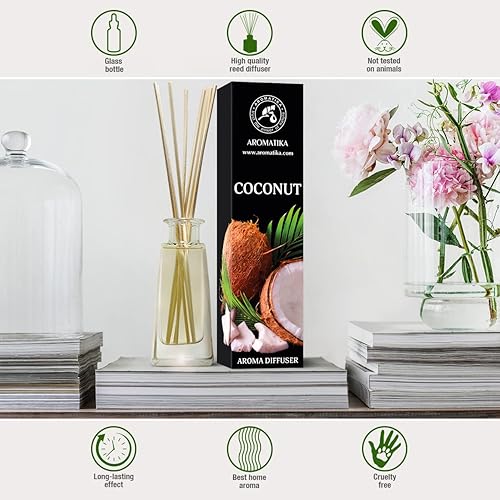 Miniatura 4 de Difusor de aroma de coco de 3.4 onzas líquidas (3.4 fl oz), difusor de junco, fragancia para habitación, fragancia para el hogar, ambientador,