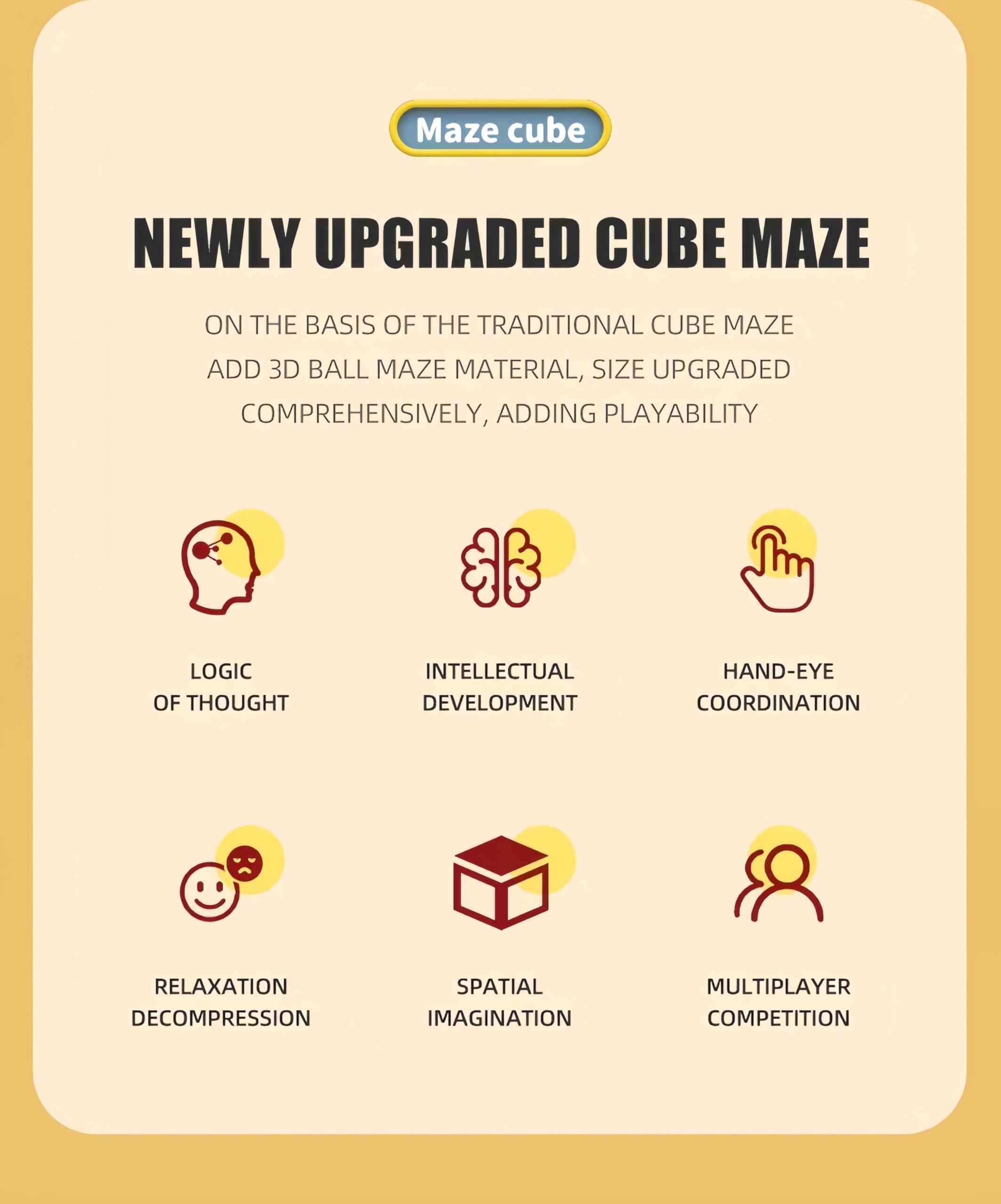 Smart Cube 3D Maze, 8 cm Brain Training Puzzle, Educational Logic Game for Stress Relief, Multicolor, 8.0 Centimeters Cube - Image 2