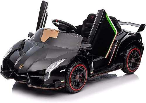 Winado Lamborghini Veneno - Vehículo eléctrico de 12 V, con licencia para niños, juguete a batería con control parental, puertas hidráulicas, 3