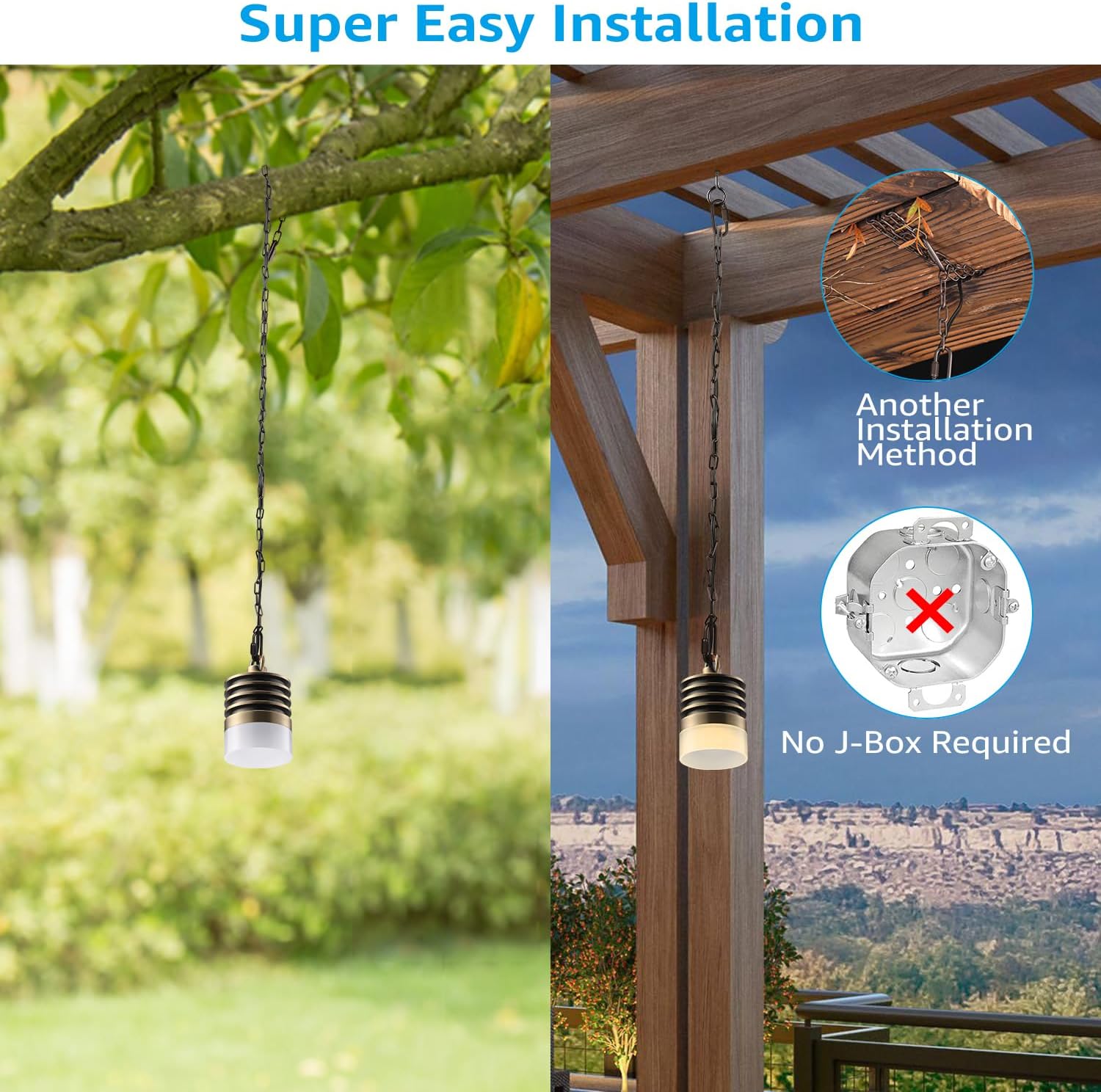 LEONLITE Low Voltage Hanging Lights, 12V Pendant Lights Outdoor, LED Landscape Hanging Lights for Gazebo Tree Porch, UL Listed, Aluminum, IP65, 320lm, 2700K Soft White, Brass Bronze, Pack of 4