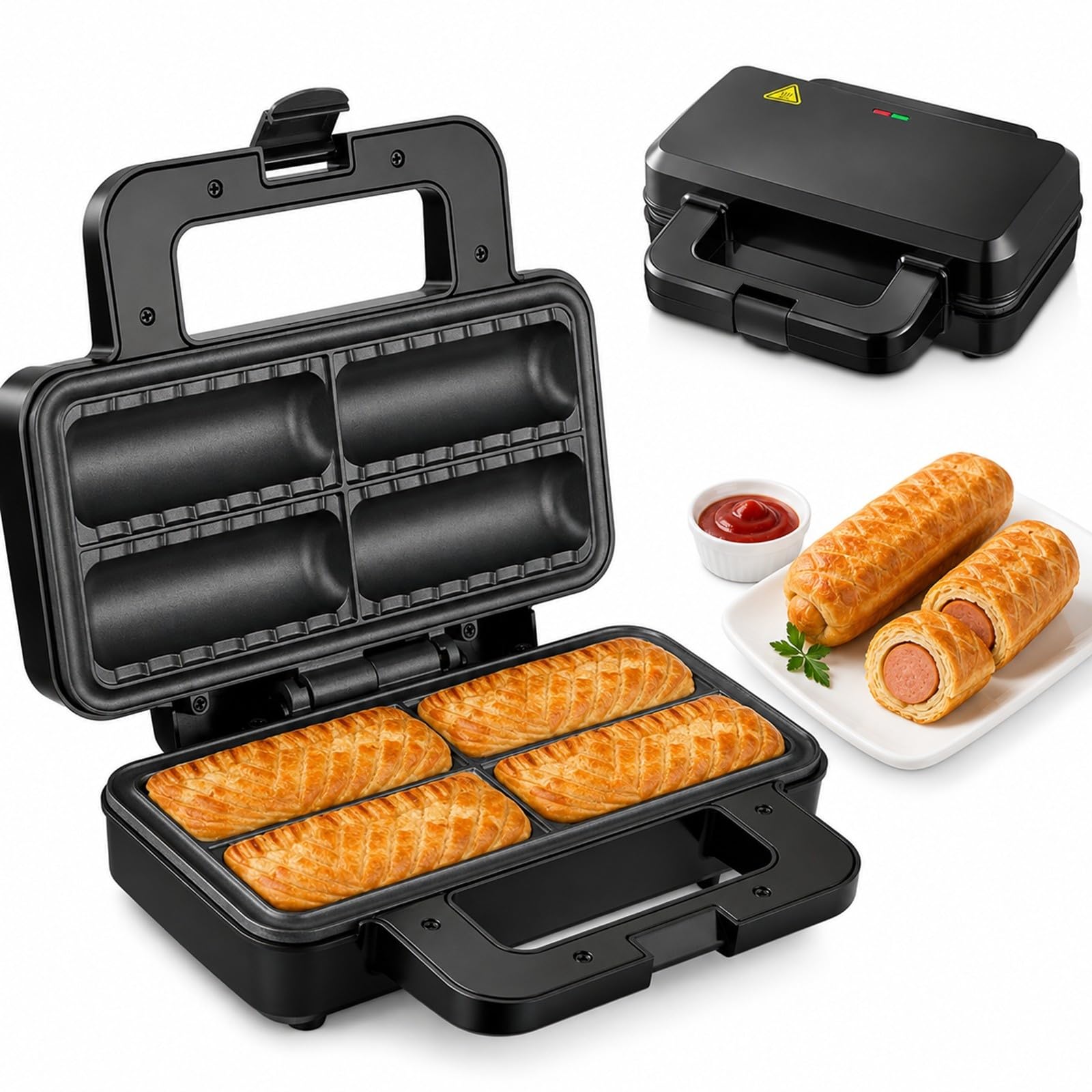 Macchina for Corn Dog 800W, Apparecchio Antiaderente 4 Slot for Cucina