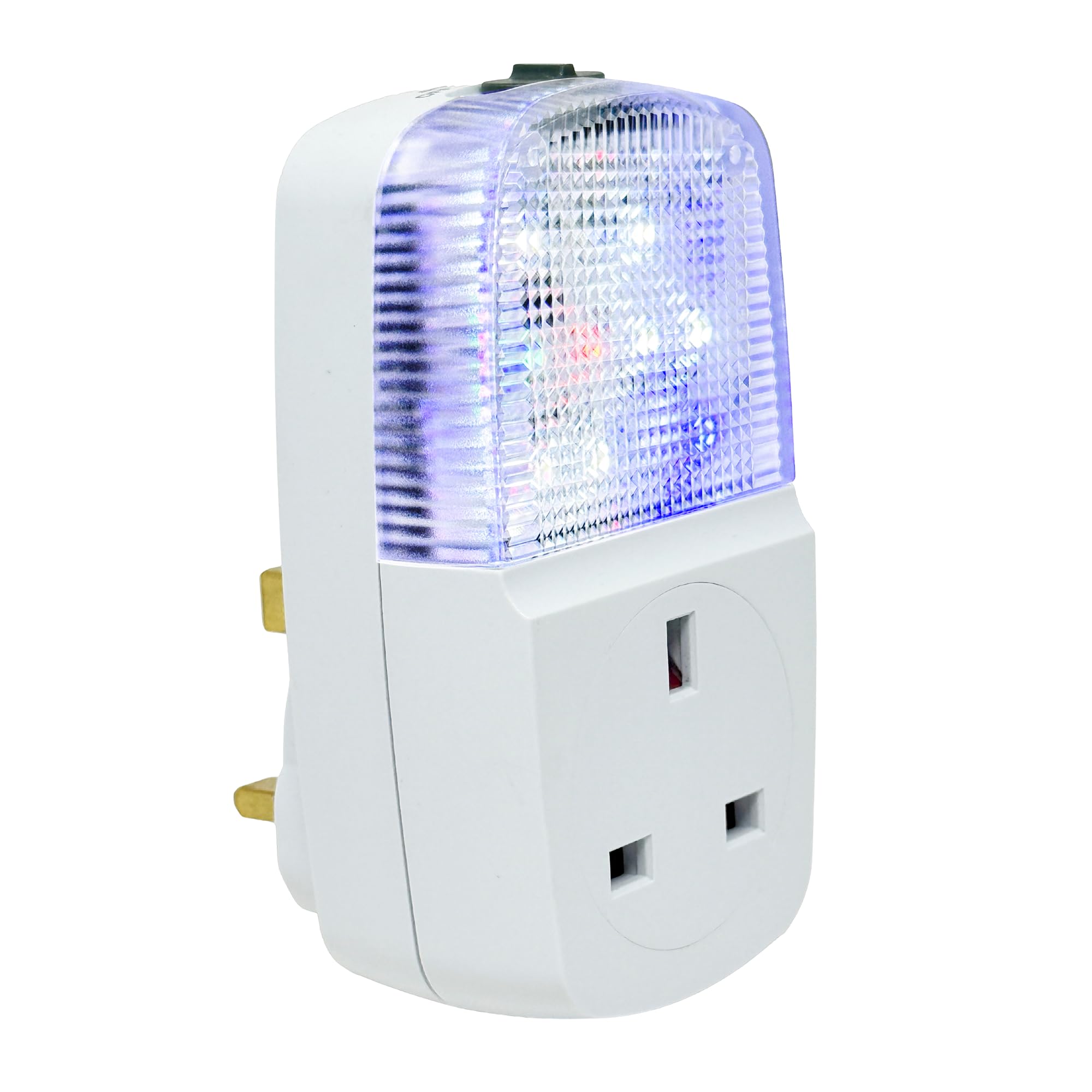 Defender Fake TV Light Simulator LED with Pass Through Socket - Plug-in Home Security Device - 4 Modes Includes Timer & Dusk Till Dawn Sensor - Anti Burglar & Intruder Deterrent - Simulated TV Lamp