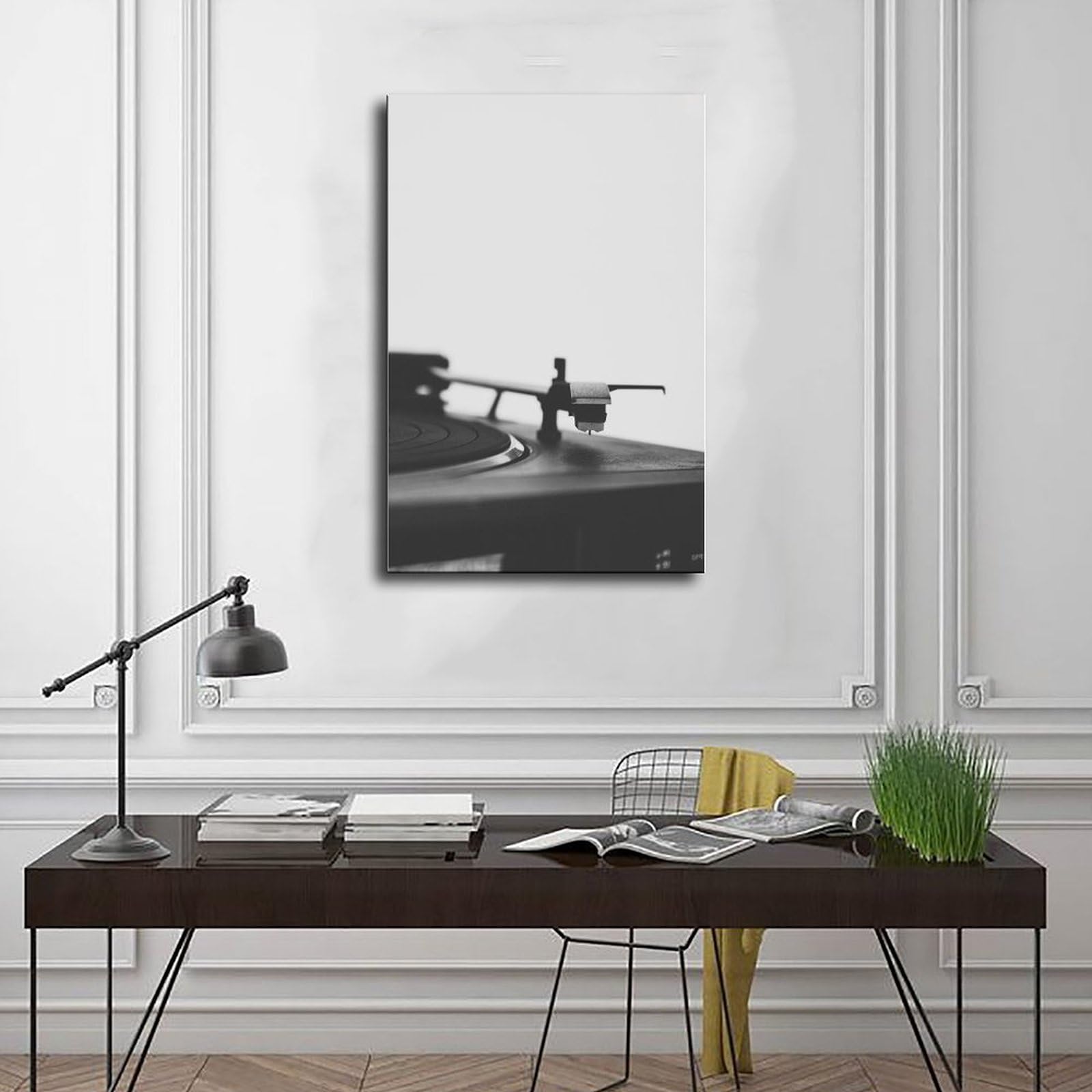 Giradischi in vinile bianco e nero, decorazione artistica musicale, poster per camera da letto, decorazione per ufficio, stanza, regalo, 61 cm L x 91,4 cm W