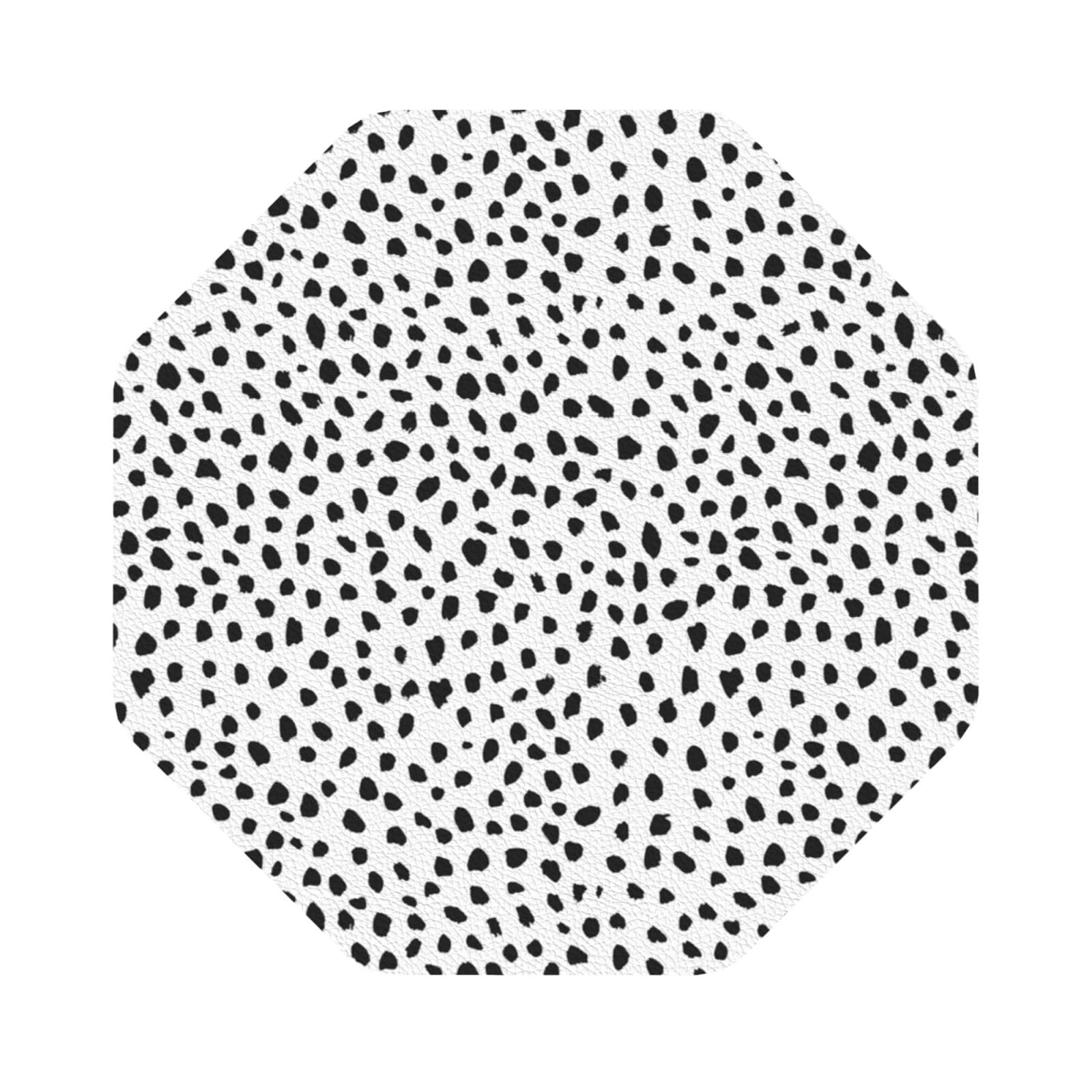 Black Dot PU Leather Coasters Set of 6 Octagon Drink Coasters