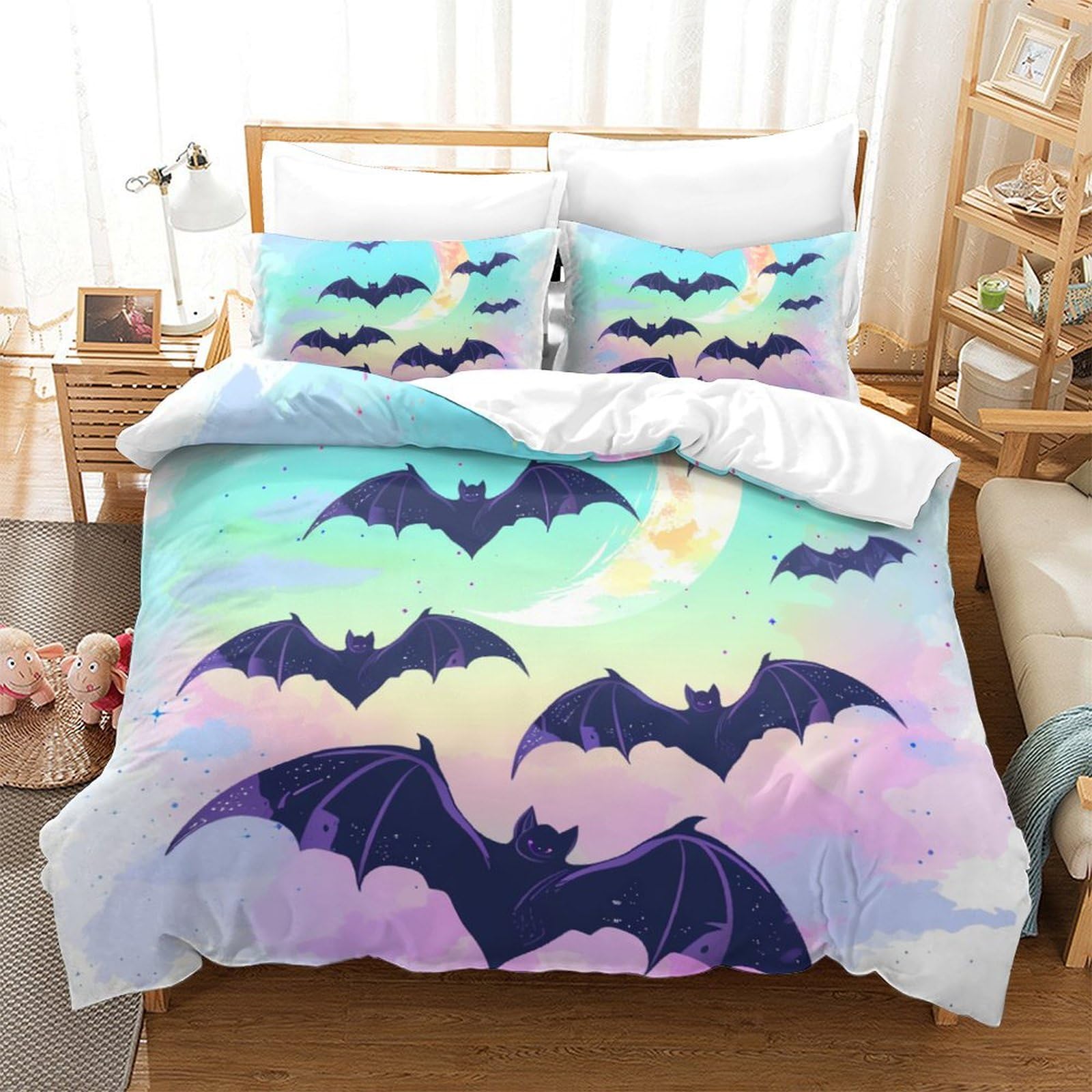 Ensemble de literie chauve-souris microfibre 3 pièces lit double 260x220