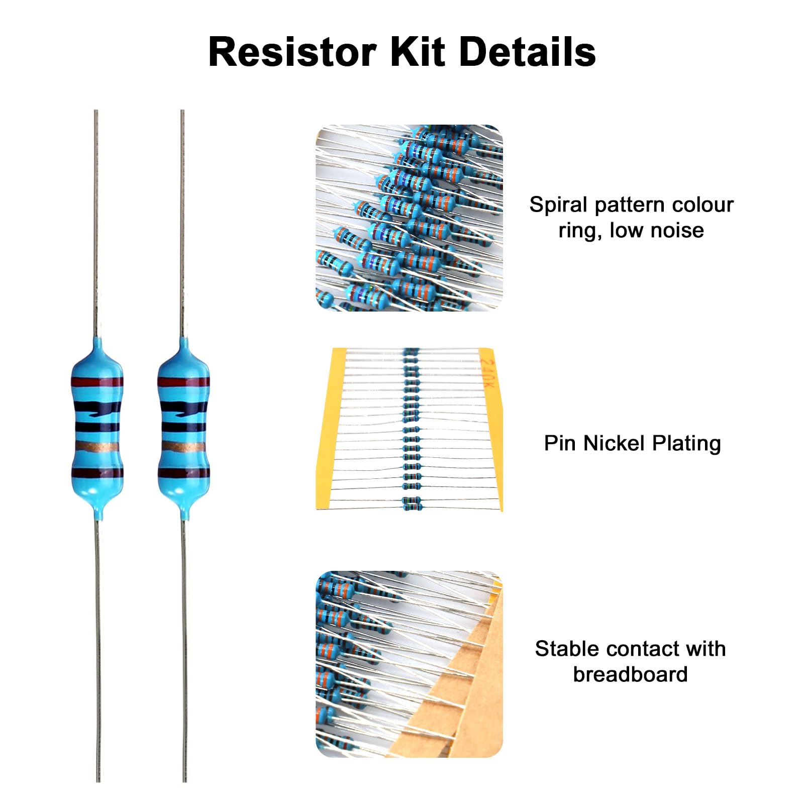 Resistenza Kit Binghe 2600 Pezzi 130 Valori Kit di Resistenza 1 Ohm-3M Ohm 1/4 W 0.25W kit Resistore 1% Diverse Resistenze, Resistori kit a film metallico da 1/4W con Scatole di immagazzinaggio