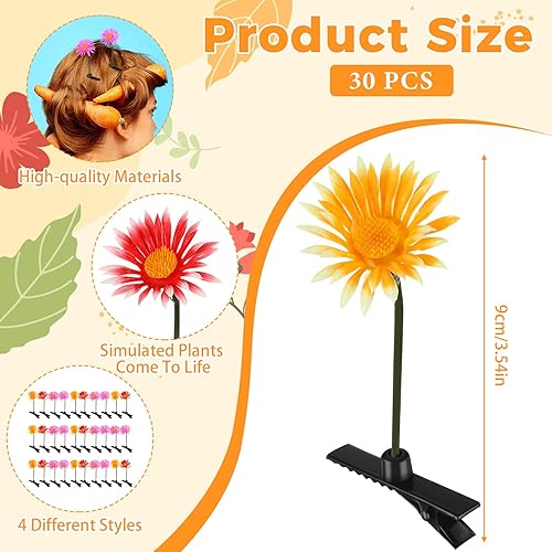 Miniatura 9 de Luinabio 30 pinzas para el cabello con purpurina para el día de San Patricio, horquillas divertidas para plantas, tréboles, brotes de frijoles,