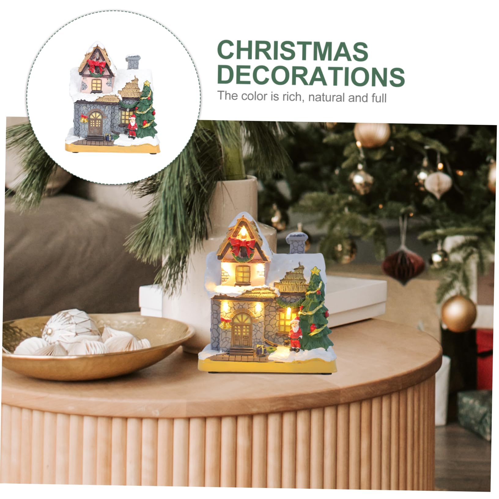 PRETYZOOM Adorno Navideño de Resina Casa Luminosa, Adorno Delicado para Oficina y Dormitorio Que CREA Ambiente Festivo de Navidad