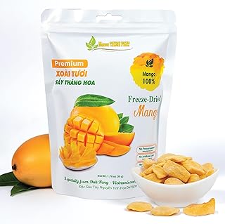 Organic Freeze-Dried Mango 1.76 Oz – 100% Natural Vietnamese Fruit, No Sugar, No Additives, Low Calorie, Healthy Tropical Snack, Premium Quality, Fresh Fruit Flavor, Perfect for Gifting