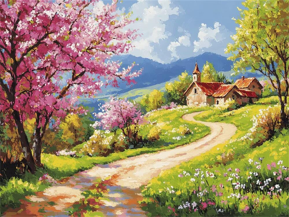Dipingere con i Numeri Adulti Scenario Naturale Casa 90x60 cm, Kit Pittura Adulti Fai-da-Te per Principianti, Paint by Numbers con Vernici e pennelli, Decora la casa Regalo (senza cornice) -YH131