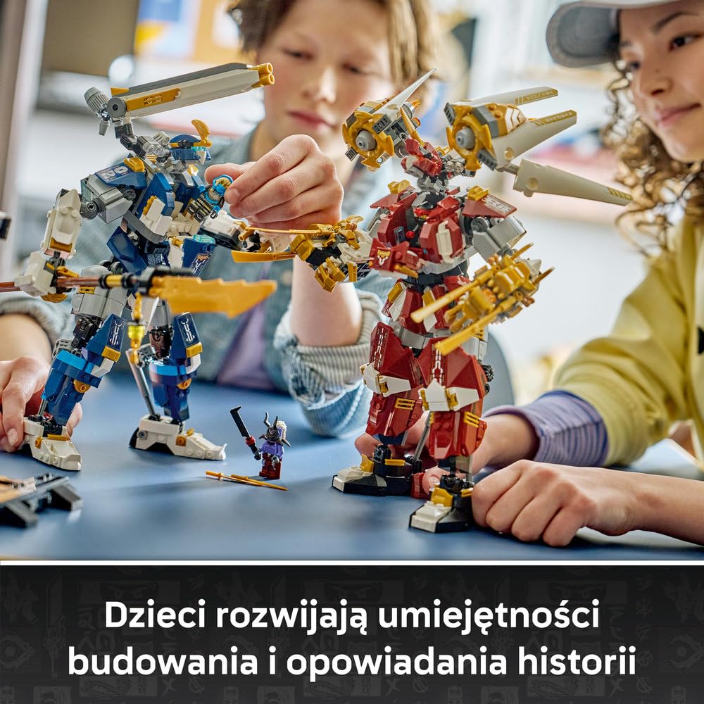 LEGO NINJAGO Bliźniacze tytanowe mechy 71870 | 2 mechy ninja i 3 minifigurki, model kolekcjonerski do ekspozycji, prezent dla fana NINJAGO 12+, klocki, 1707 elementów