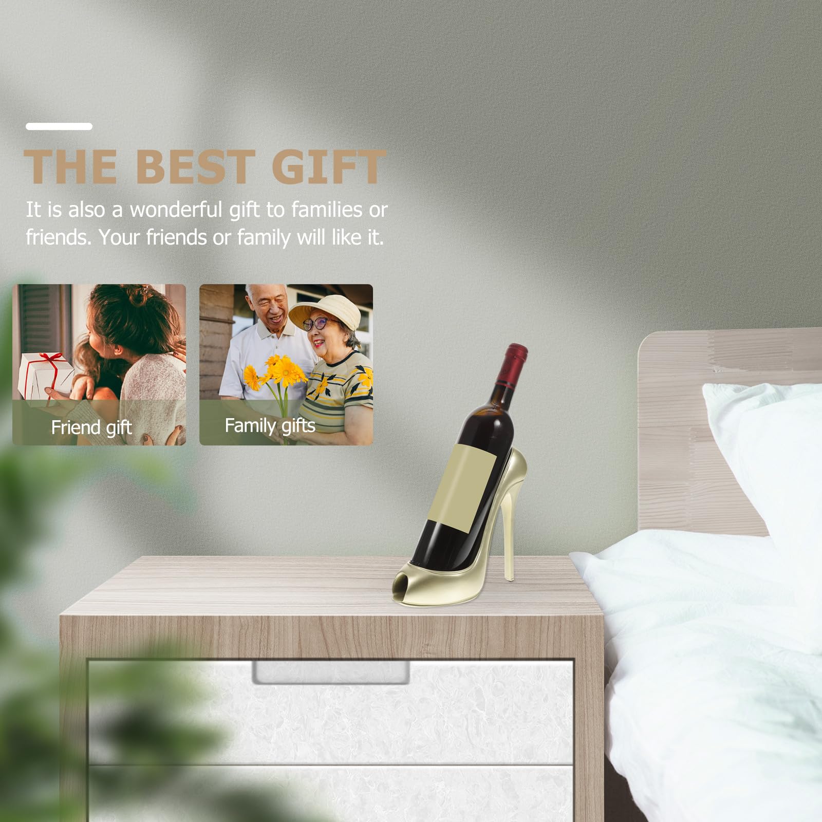 Porte-Bouteille Forme Chaussure à Talon Haut Créatif en Résine Or de Vin Casier Pratique et Élégant pour Décoration Maison ou Restaurant