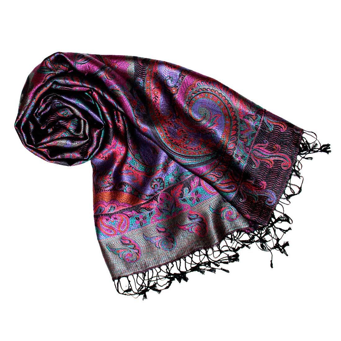 Lorenzo Cana Pashmina szal żakardowy tkany 100% jedwab wzór paisley 70 x 190 cm