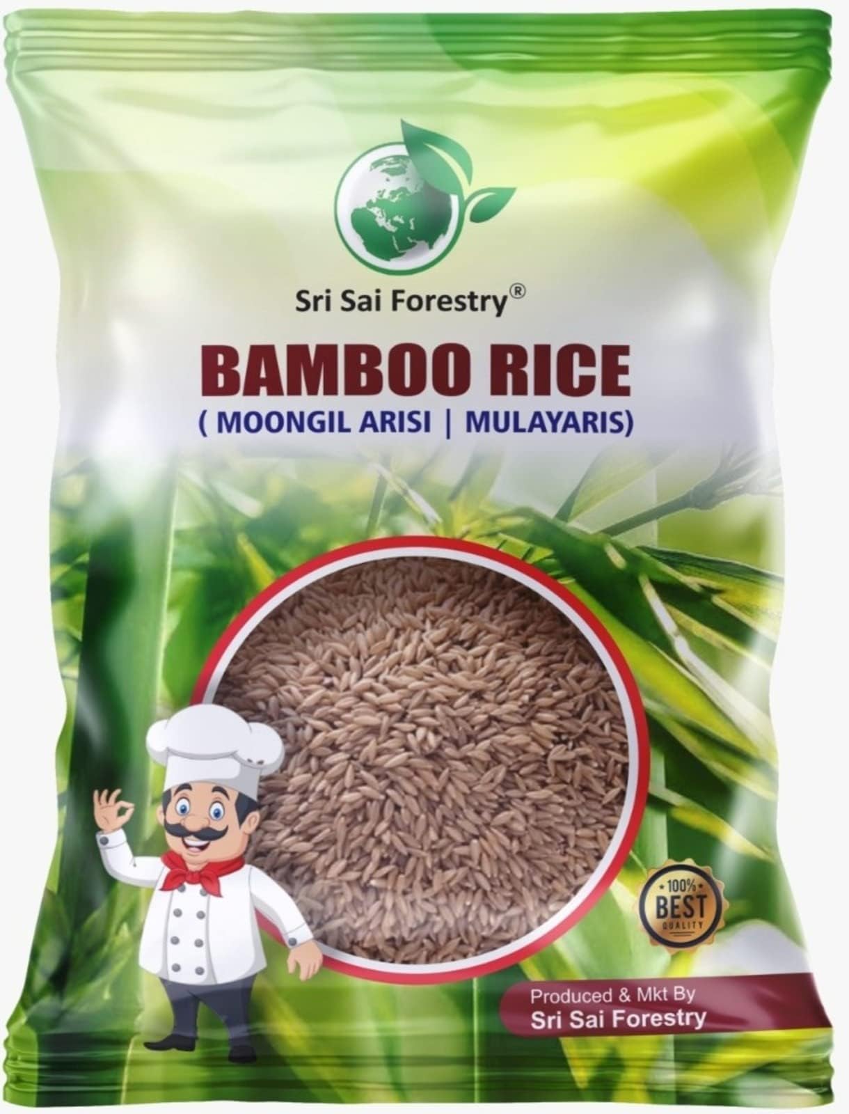 Bamboo Rice 1KG Ready to Use, Brown Small Grain,Unpolished Mulayari, Bamboo Chawal