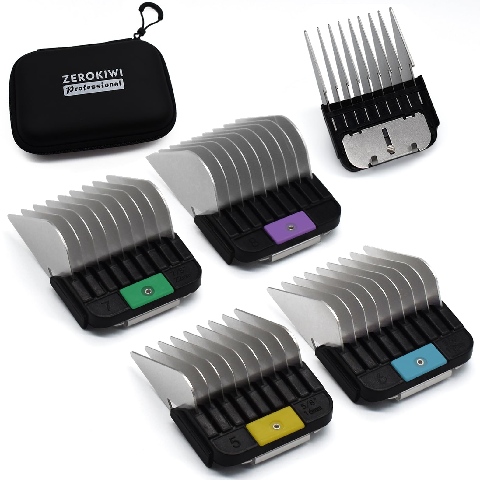 Peignes Guides Professionnels en Acier Inoxydable Type A5 16/19/22/25mm 5/8" 3/4" 7/8" 1" Compatibles Wahl KM2/5/10 Andis AG/BG Oster A5/A6