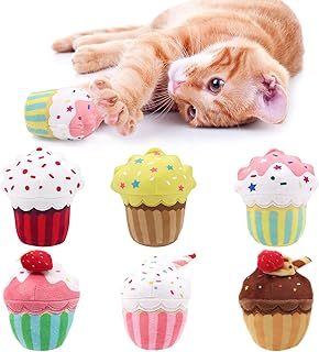 CiyvoLyeen 6 PCS Cupcake Catnip Toys Cupcake Cat Toys Cute Kitten Toys Interactive Cat Chew Bite Supplies Catnip Toy for Cat Gift Cat Lovers