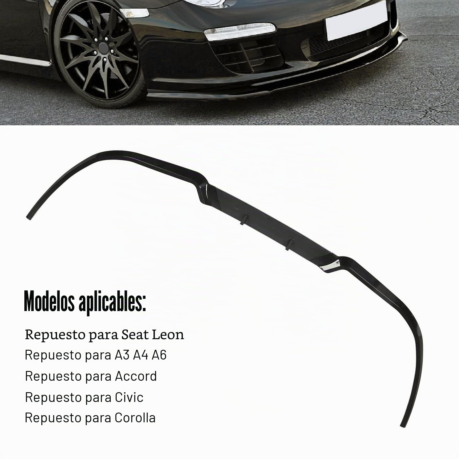 Alerón de Labio Delantero, Separador de Parachoques Resistente a Impactos, Repuesto Delantero de 114 Cm para Seat Rojo (Negro Brillante)