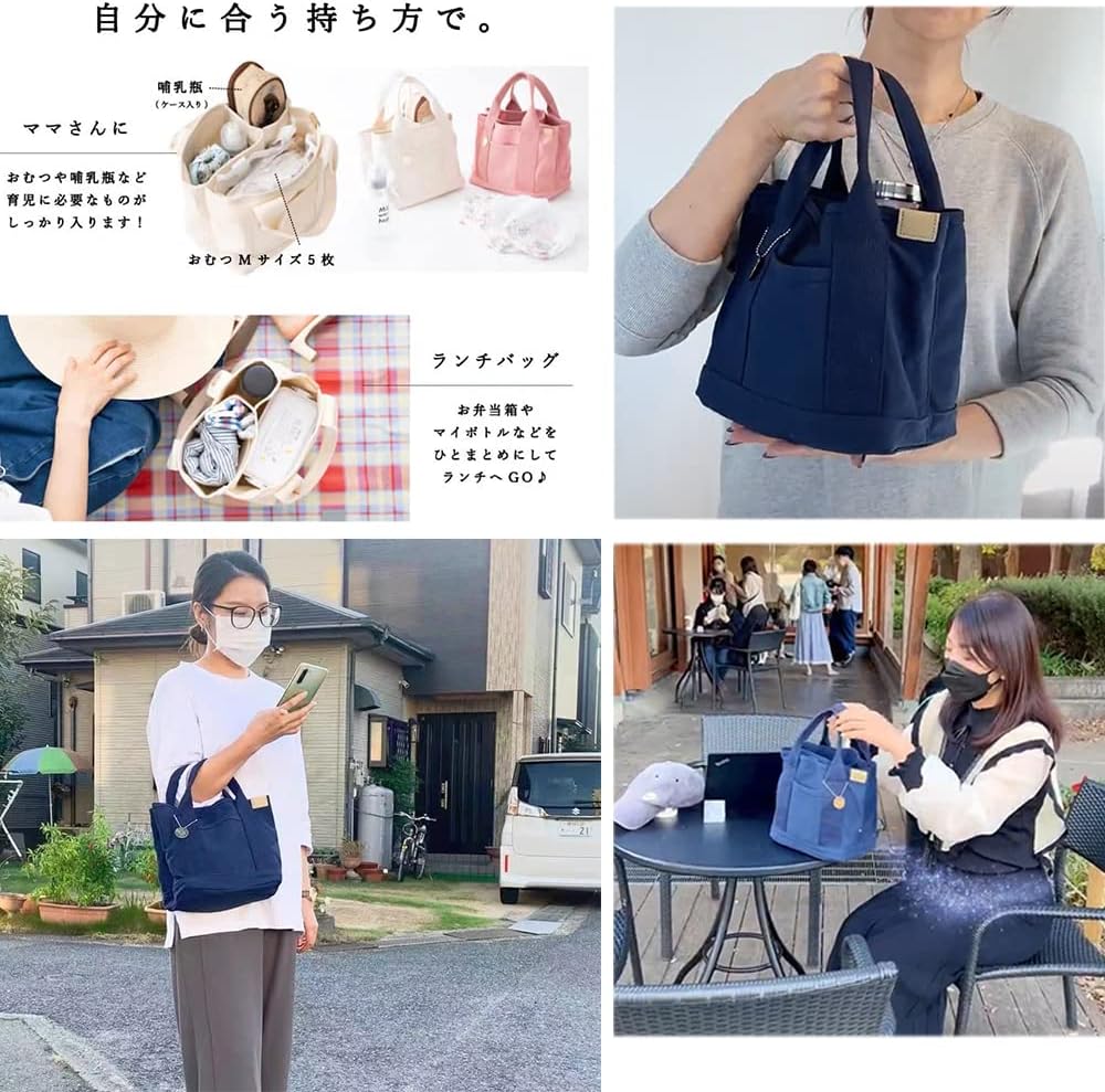 [Volsha] トートバッグ レディース キャンバス 仕切り ミニトート 小さめ マザーズバッグ ランチバッグ ハンドバッグ 自立 サブバッグ ミニバッグ おしゃれ かわいい 軽量 お散歩 お買い物 旅行 通勤 メンズ レディース 男女兼用