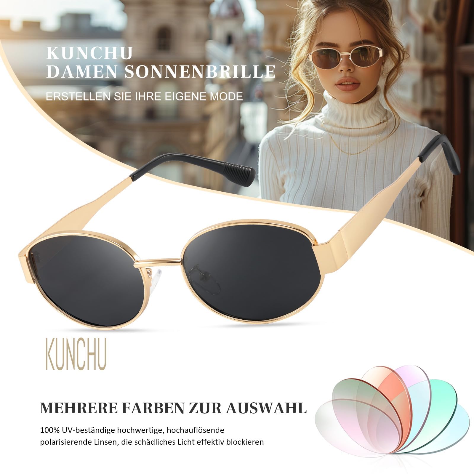 Sonnenbrille-Damen-Polarisiert-Unisex-Herren-Gold-Metal-Retro-Oval-Trendy-Sonnenbrillen-Vintage-Uv400-Classic-Ultraleicht-Schutz，Geeignet FüR Camping-fotografie-Outdoor-Geschenke für frauen-3
