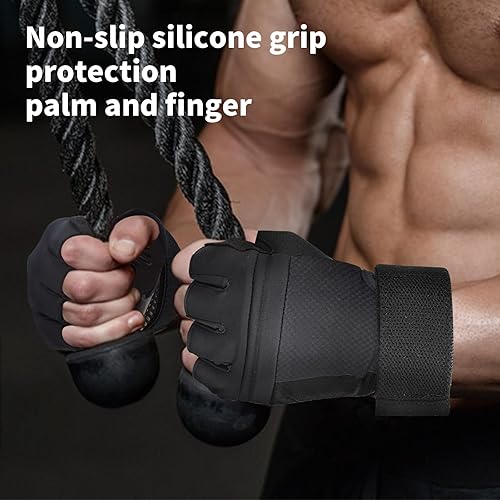 Miniatura 6 de Guantes de levantamiento de pesas para hombres y mujeres con soporte para muñeca, protección completa de la palma de la mano, guantes de