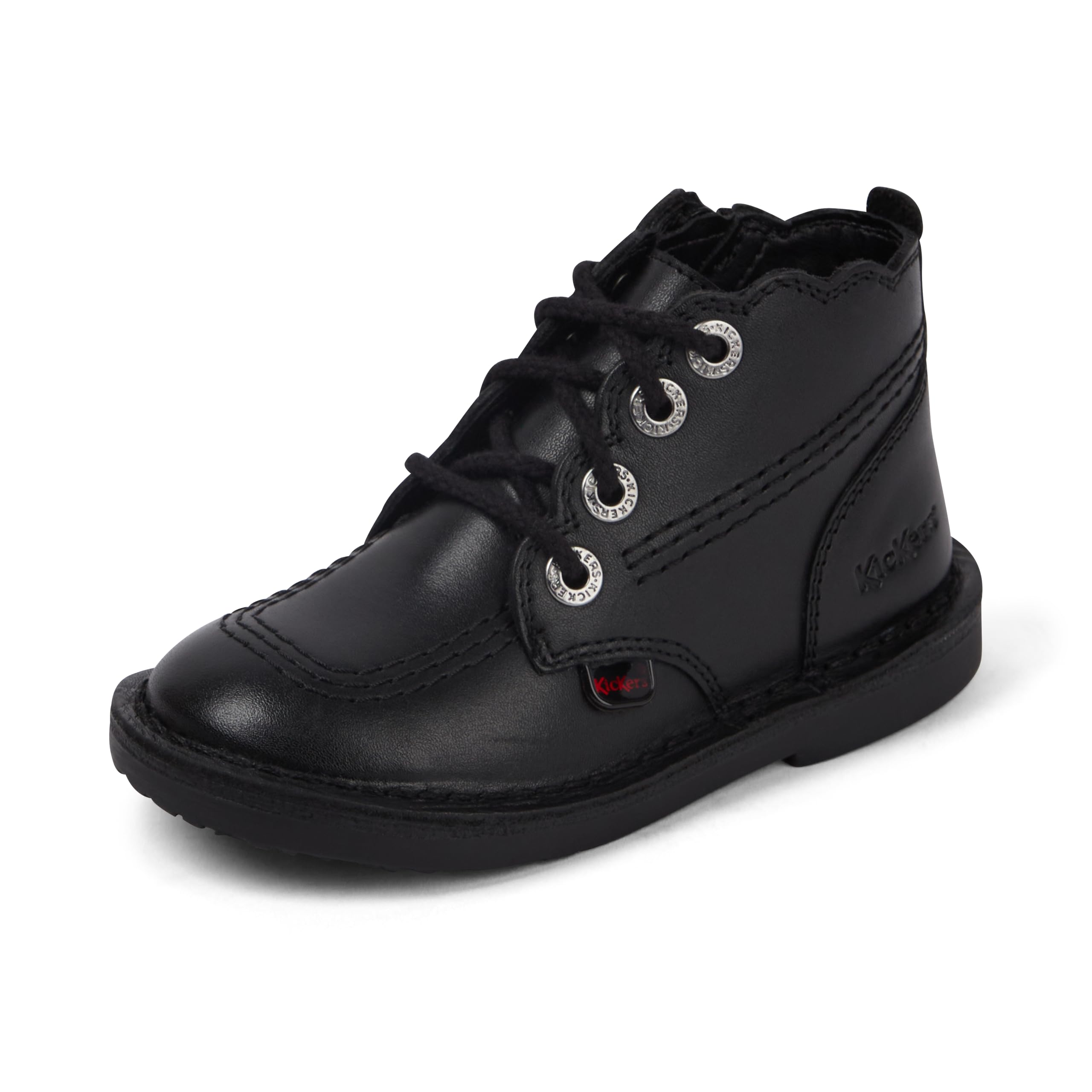 Kickers Girl's Adlar Hi Scallop Leather Ankle Boot, Black, 8.5 UK Child