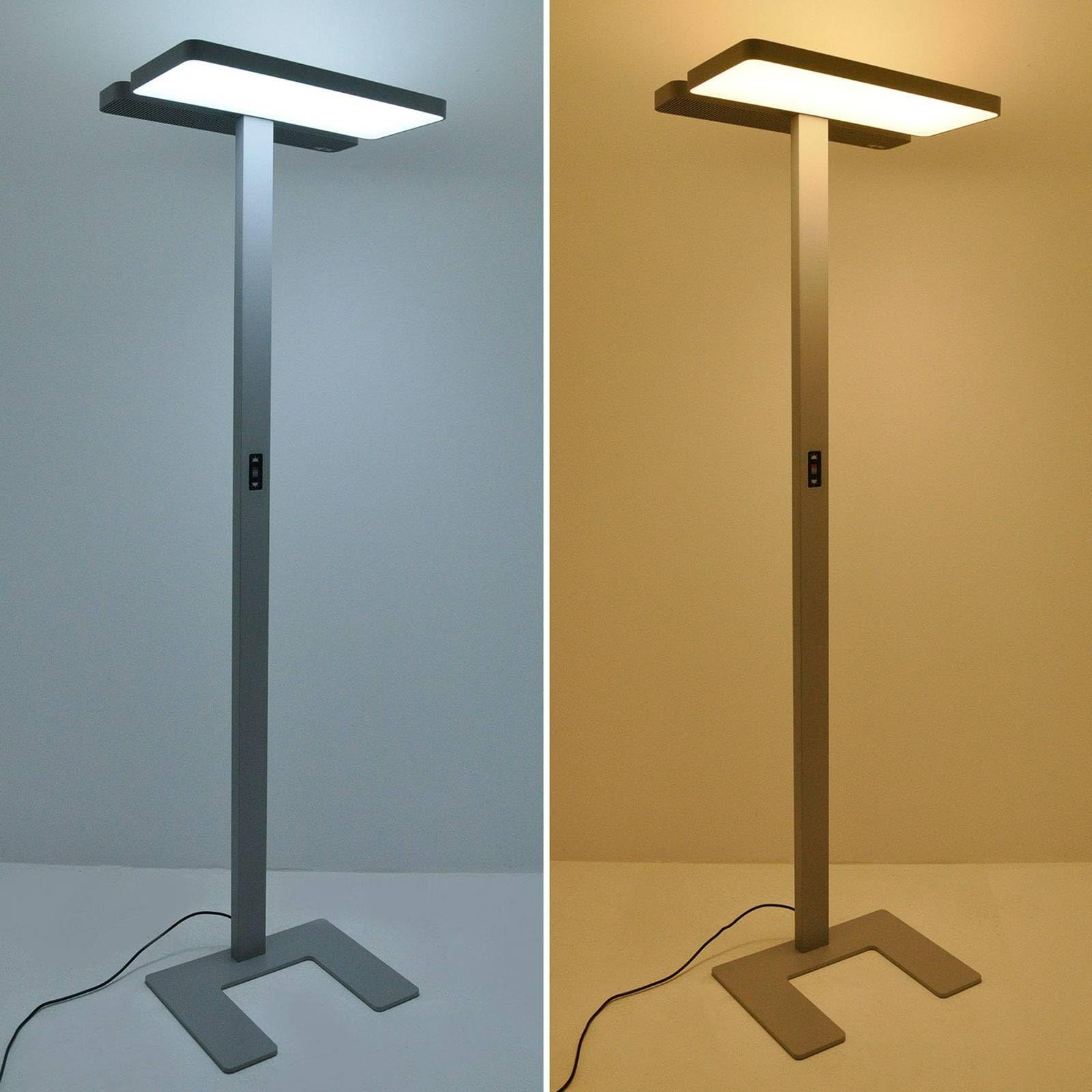 Lampade Da Terra Per Ufficio 'Logan' Dimmerabile  Moderno  Colore Grigio In Alluminio Ad Es Studio 2 Luci Lampadina Inclusa Di Arcchio Lampada Ufficio Postazione 1051690556