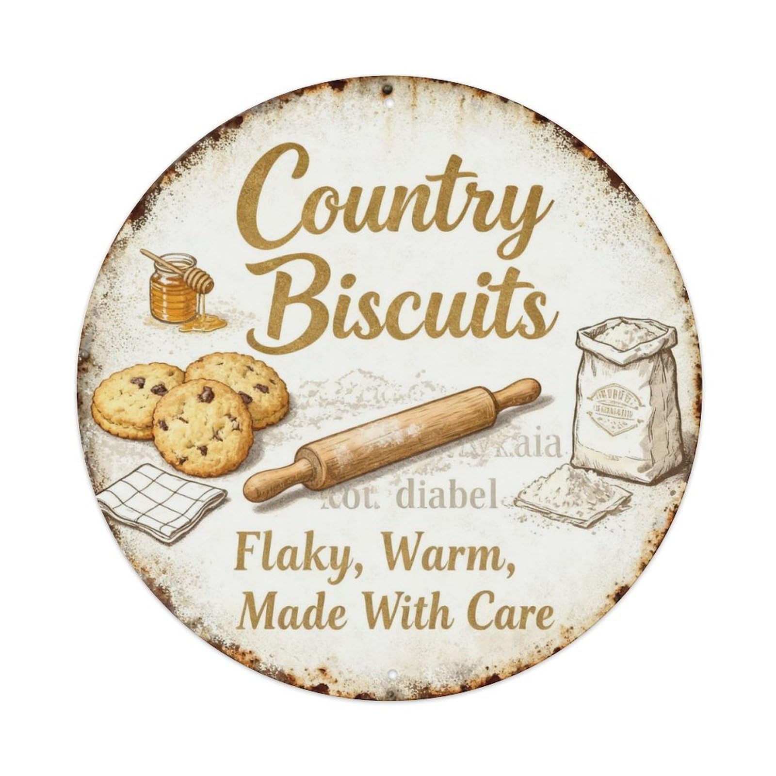 Country Biscuits Farmhouse Decor Metal Tin Sign Plaque