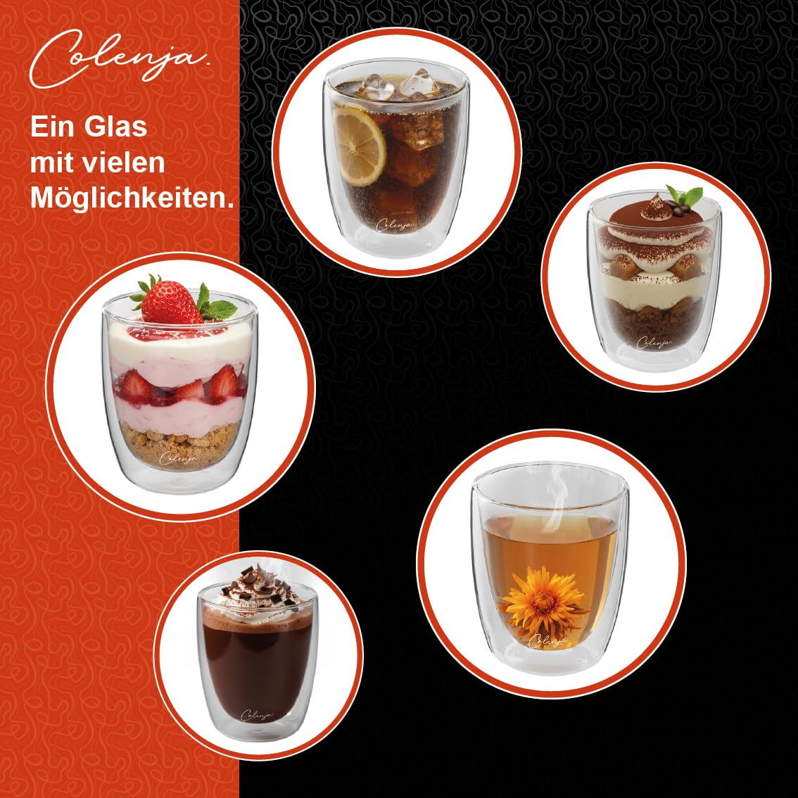 Szklanki do kawy z podwójnymi ściankami do cappuccino – zestaw 2 szt. 250 ml – wysokiej jakości szklanki do cappuccino – szkło odporne na zarysowania – szkło borokrzemowe – nadają się do mycia