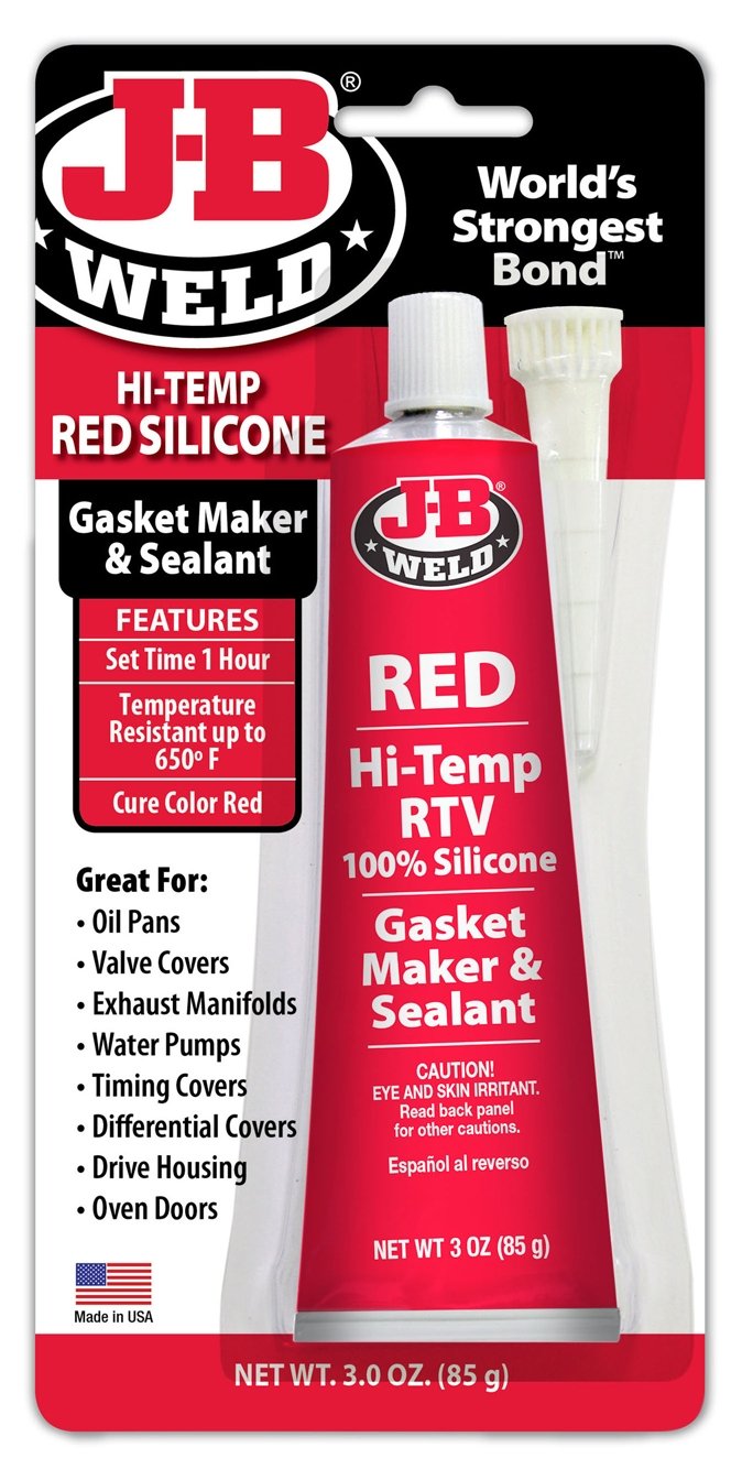 J-B Weld 31314 High Temperature RTV Silicone Gasket Maker and Sealant - Red - 3 oz.