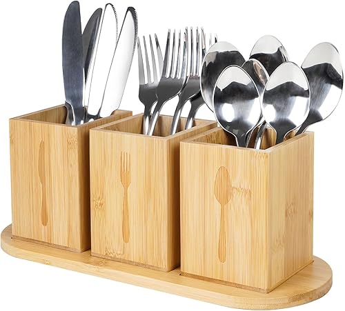 Organizador de cubiertos de 3 piezas para fiestas, cubiertos con bandeja, organizador de cubiertos extraíble para cocina, cuchara y tenedor