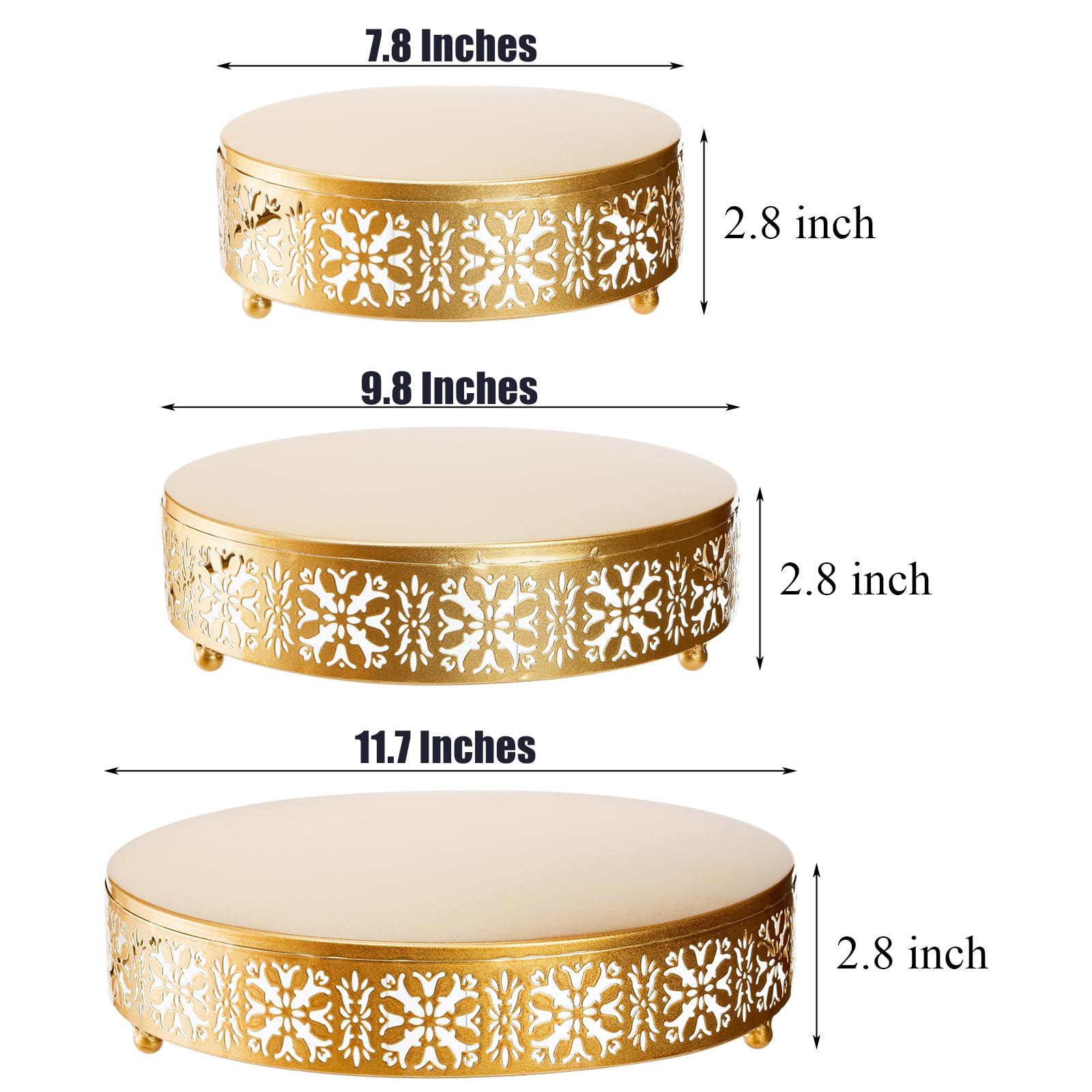 Hedue 3-Piece Cake Stand Set, Round Etal Cake Stands, Dessert Cupcake Pastry Candy Display - View #4