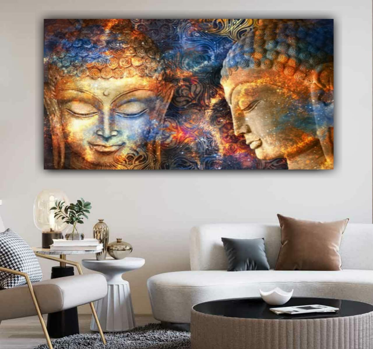 Innovision Meditating Buddha Paintings Abstract Canvas Wall Art Frame for Wall Decoration (with