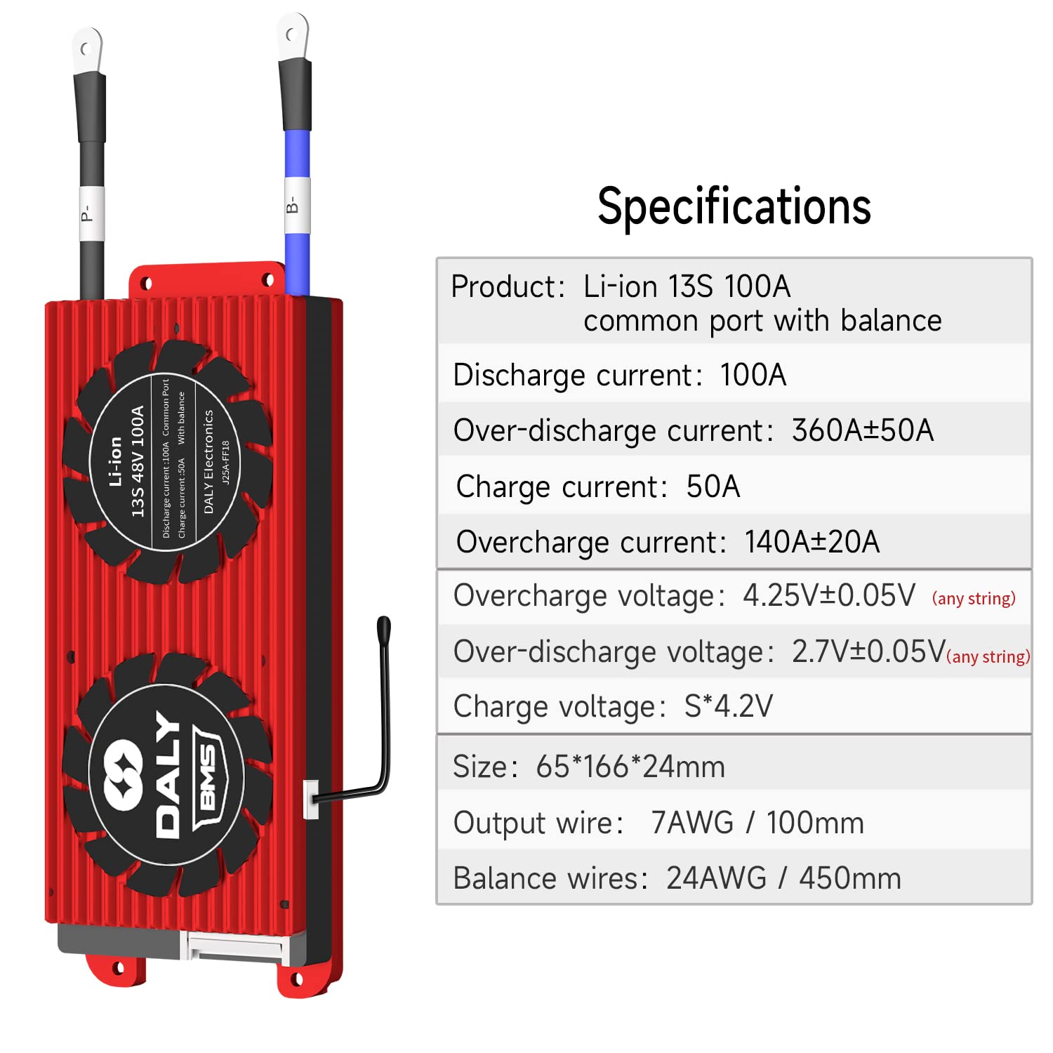 DALY BMS 13S 48V 100A Li-ion Batteria Scheda di Protezione con Porta Comune e Cavi di Bilanciamento per La Casa FAI DA TE 18650 Batteria Dispositivo Elettronico