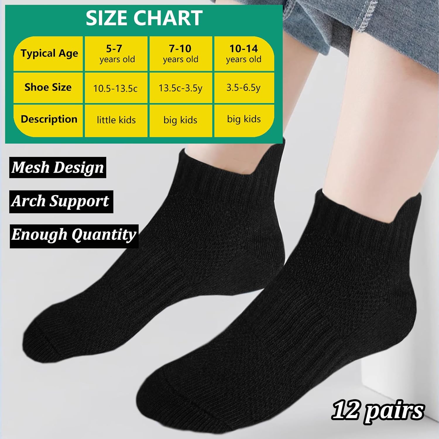 Bemeol Boys Socks 12 Pairs Kids Socks for Boys Ankle Athletic Running Sports Low Cut Cotton Sock With Tab - Image 4