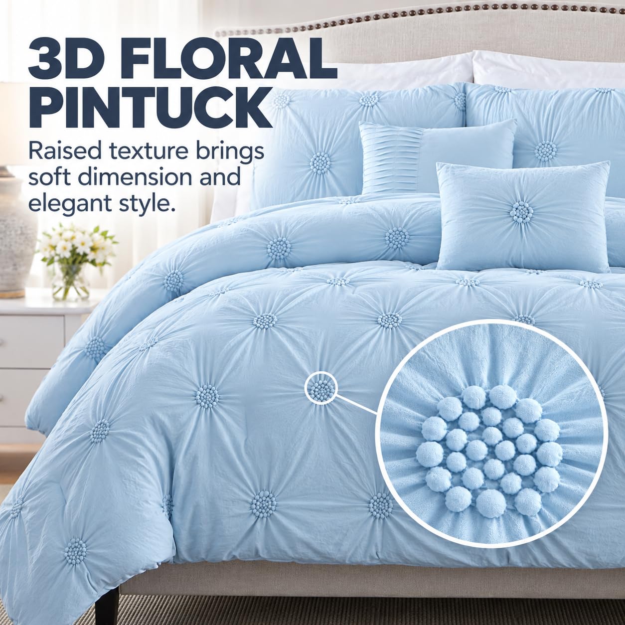 Amazon.com: Swift Home King Comforter Set, Ruched 3D Floral
